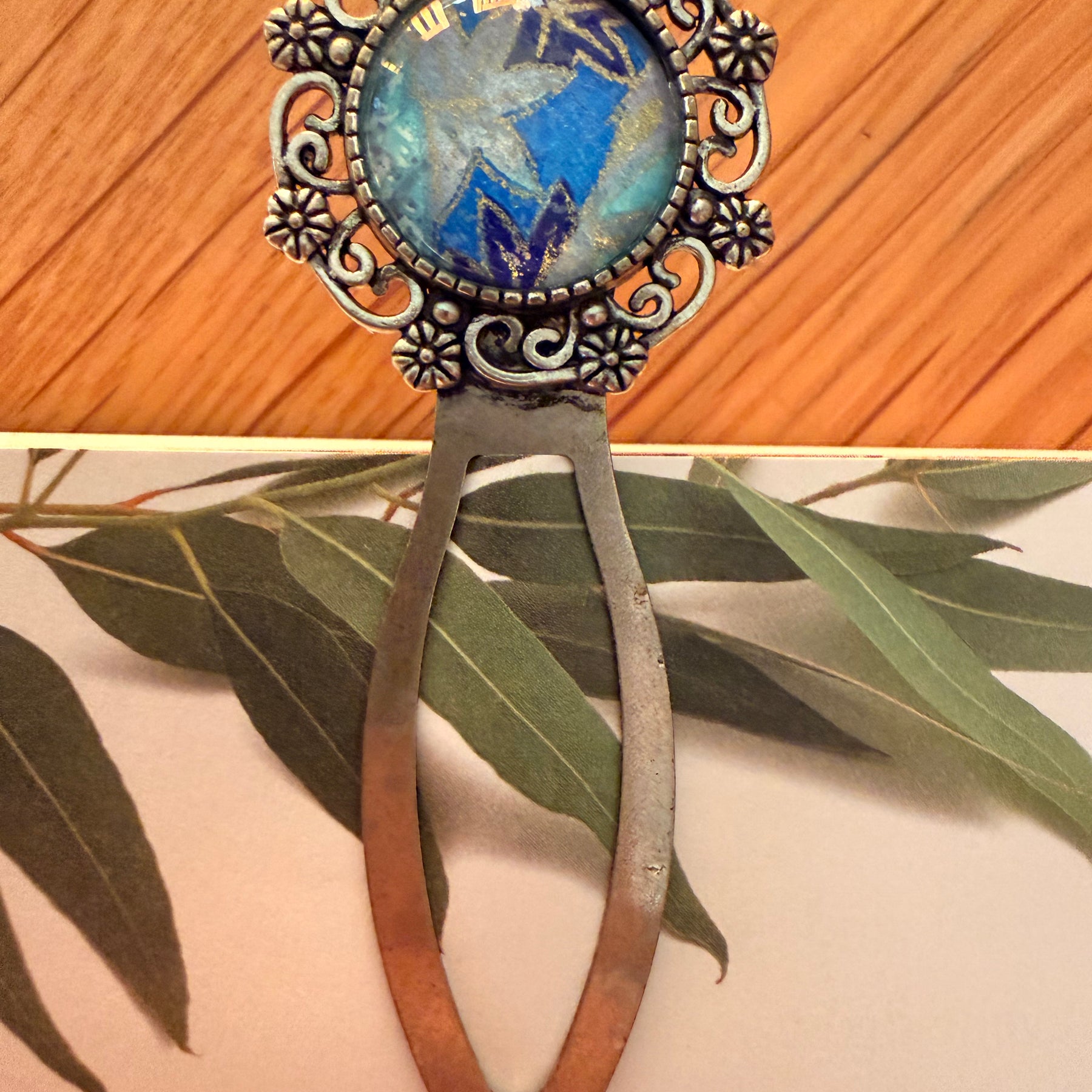 Antique Silver Vintage WASHI Cabochon Bookmark