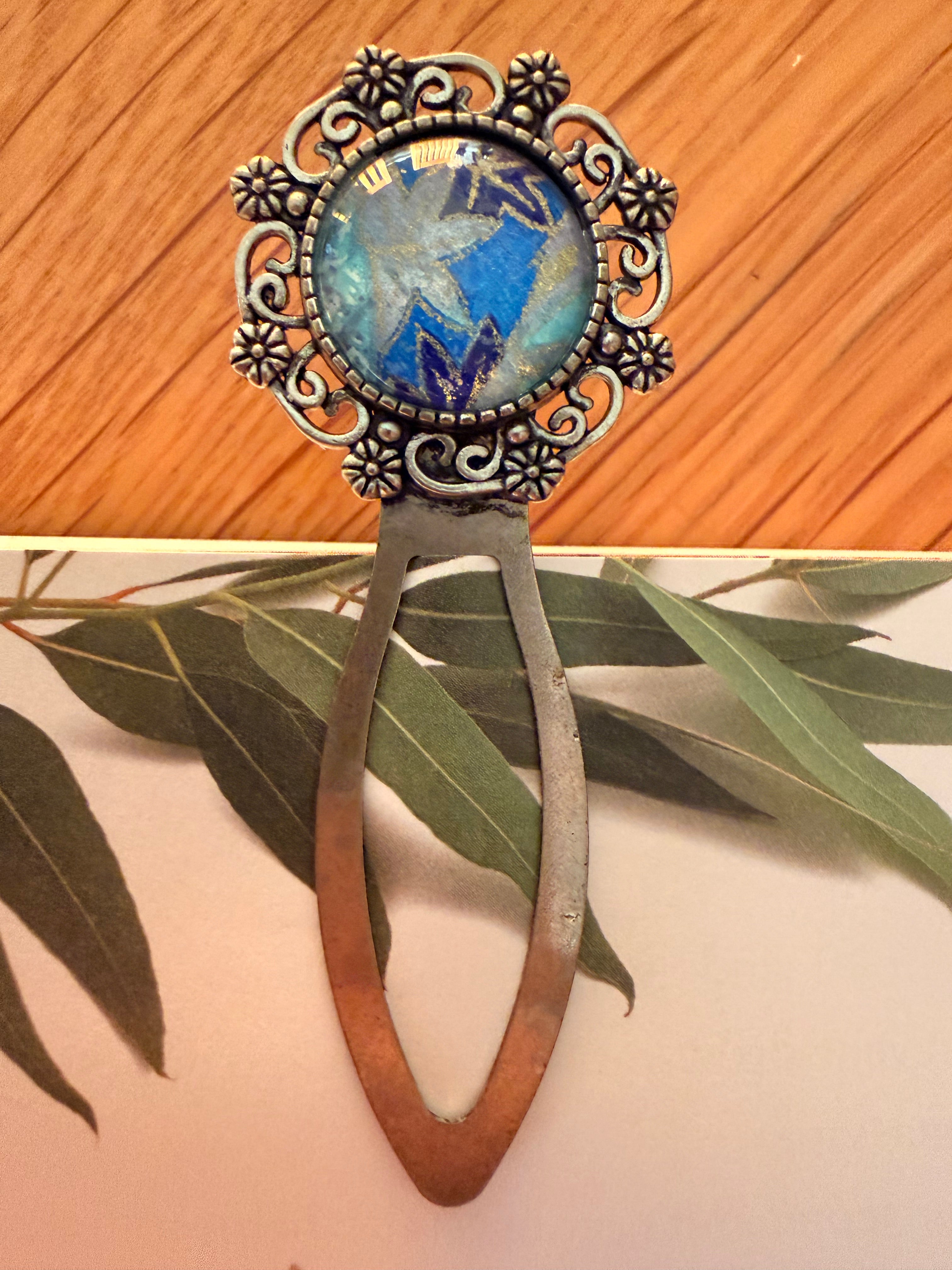Antique Silver Vintage WASHI Cabochon Bookmark