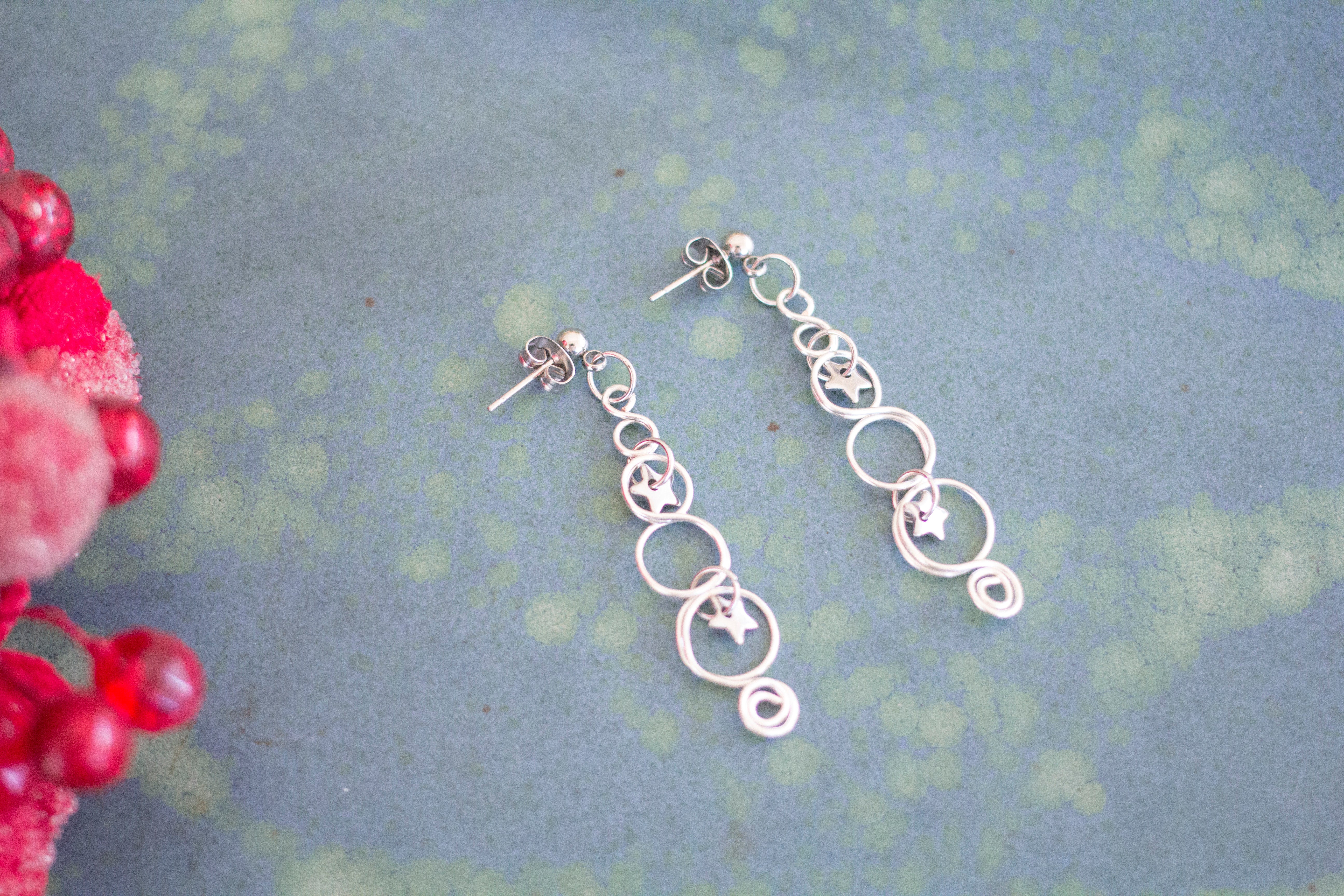 Silver Christmas Tree Earrings With Twinkling Stars | Christmas Jewellery