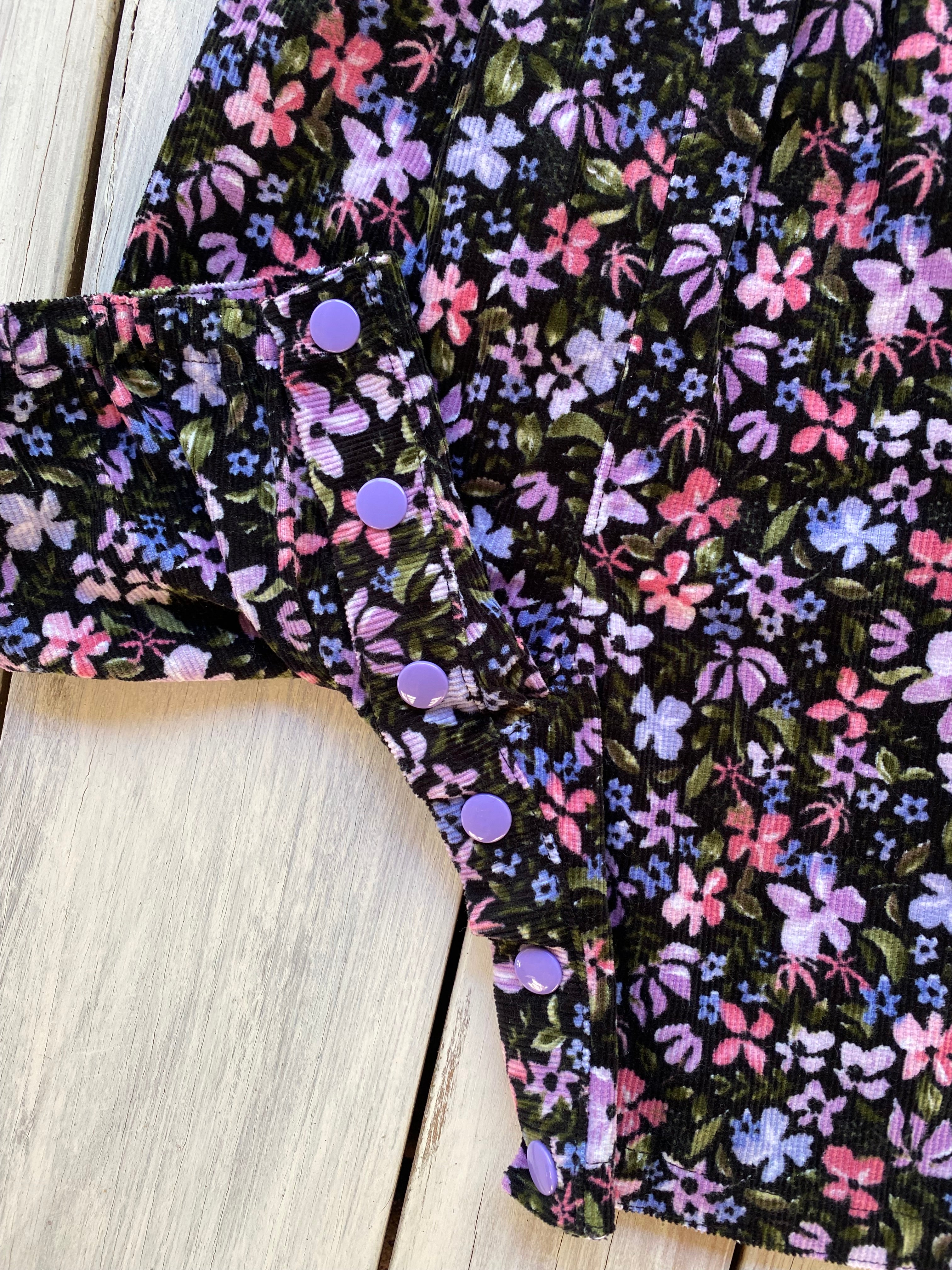 Corduroy Childs/Babies overalls violet floral multiple sizes