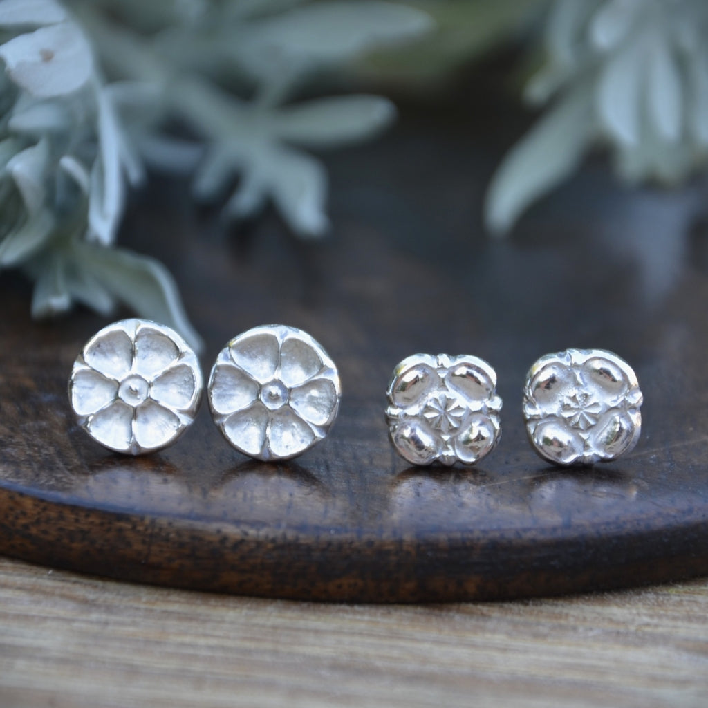 Flower Studs - Recycled Silver