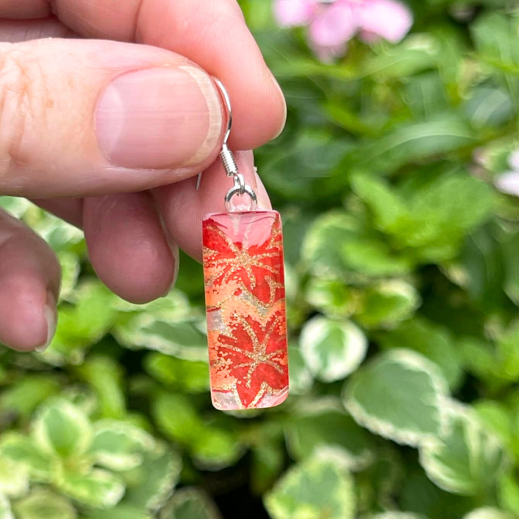Orange and Gold Earrings • Leaf Collection • Handmade with Japanese Papers