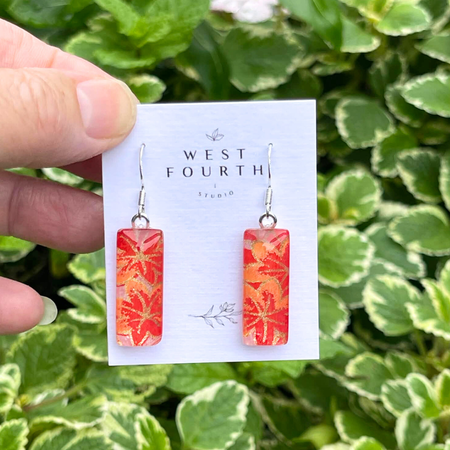 Orange and Gold Earrings • Leaf Collection • Handmade with Japanese Papers