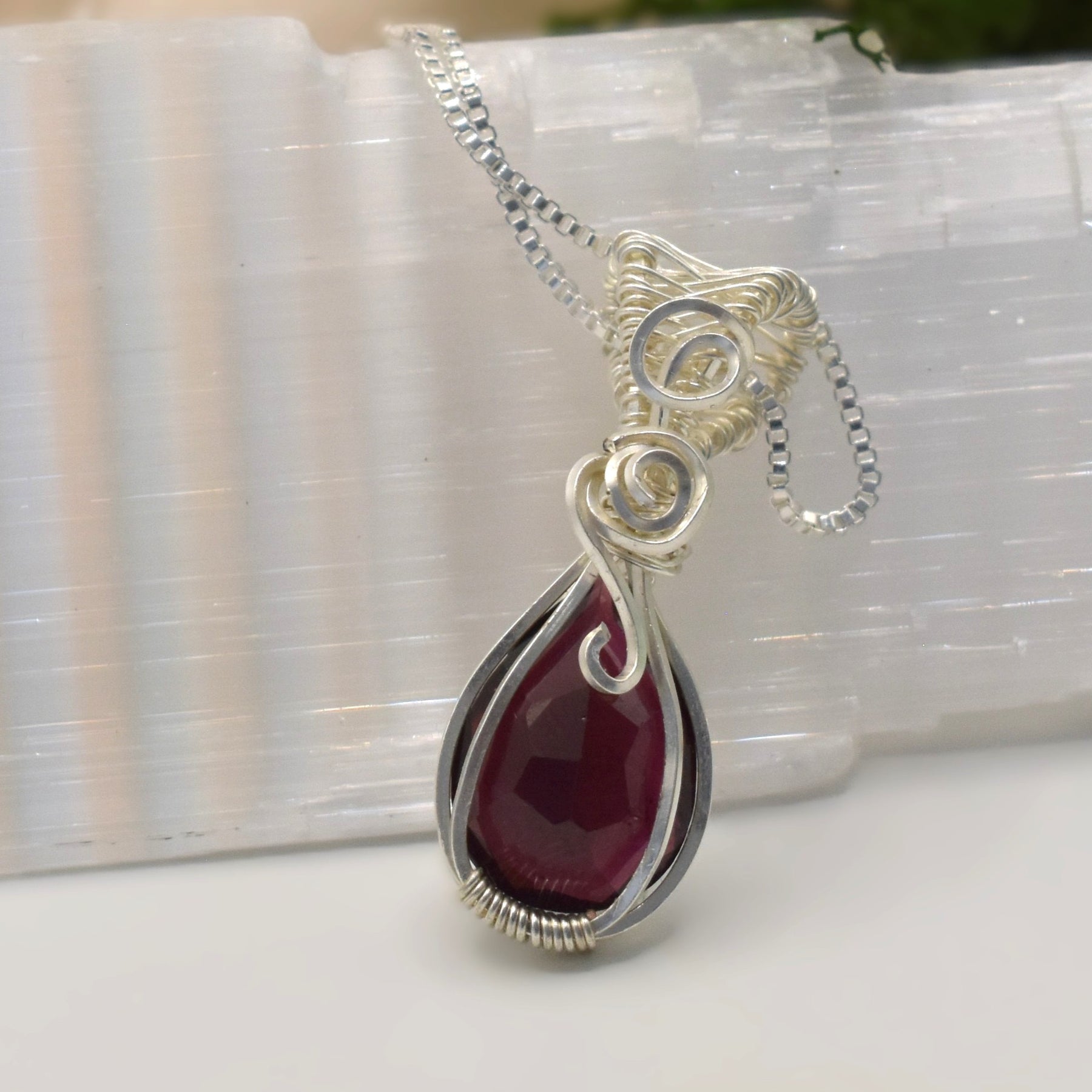 Wire-wrapped Garnet Keepsake Pendant