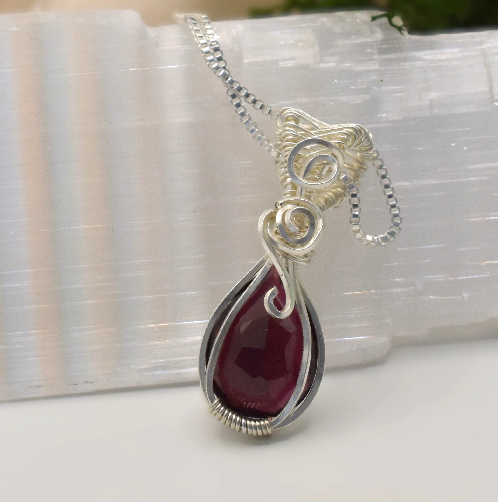 Wire-wrapped Garnet Keepsake Pendant