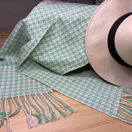 Mint Stardust - Handwoven 100% cotton Star Twill Scarf
