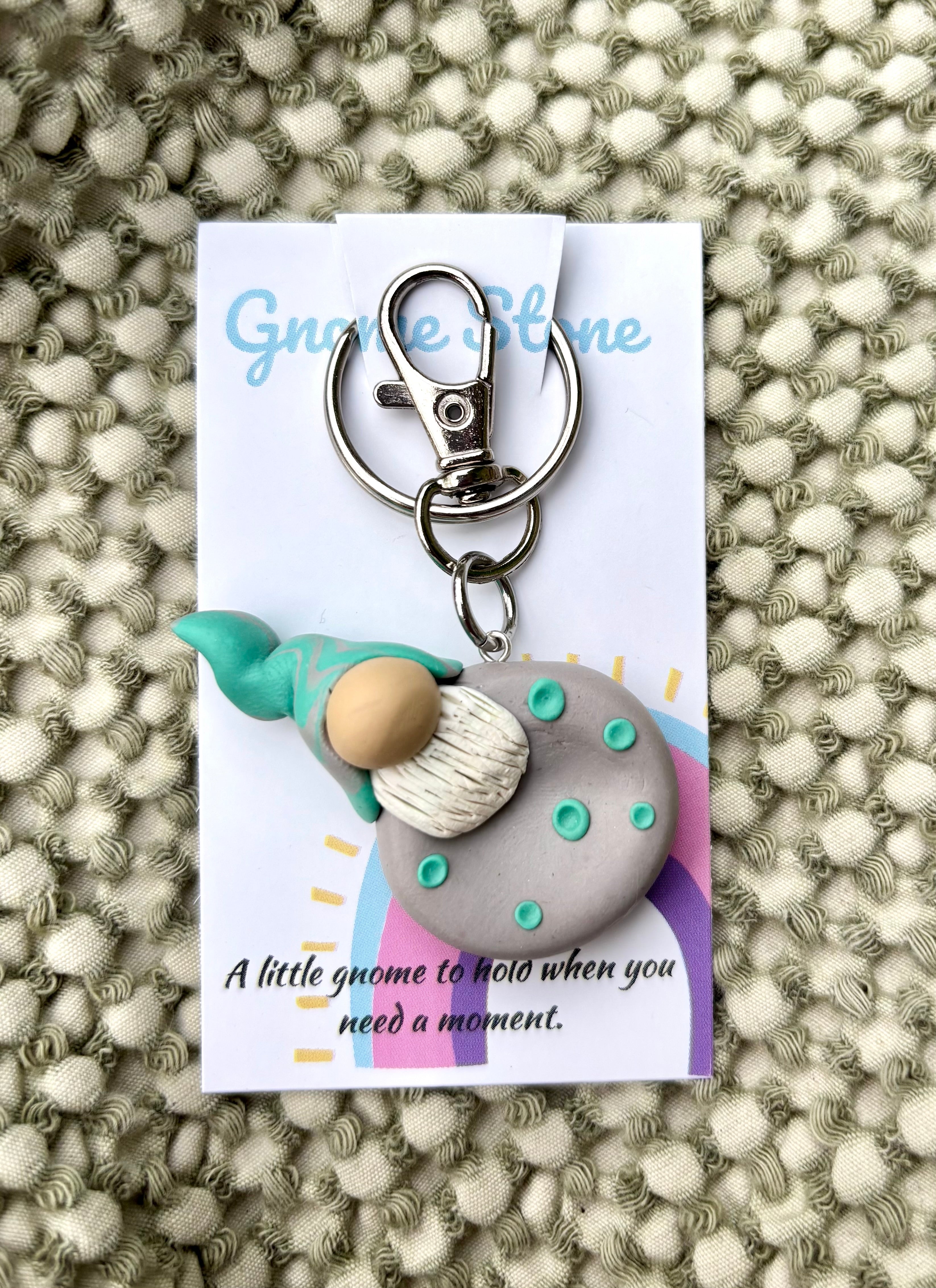 Gnome Stone - Grey and mint