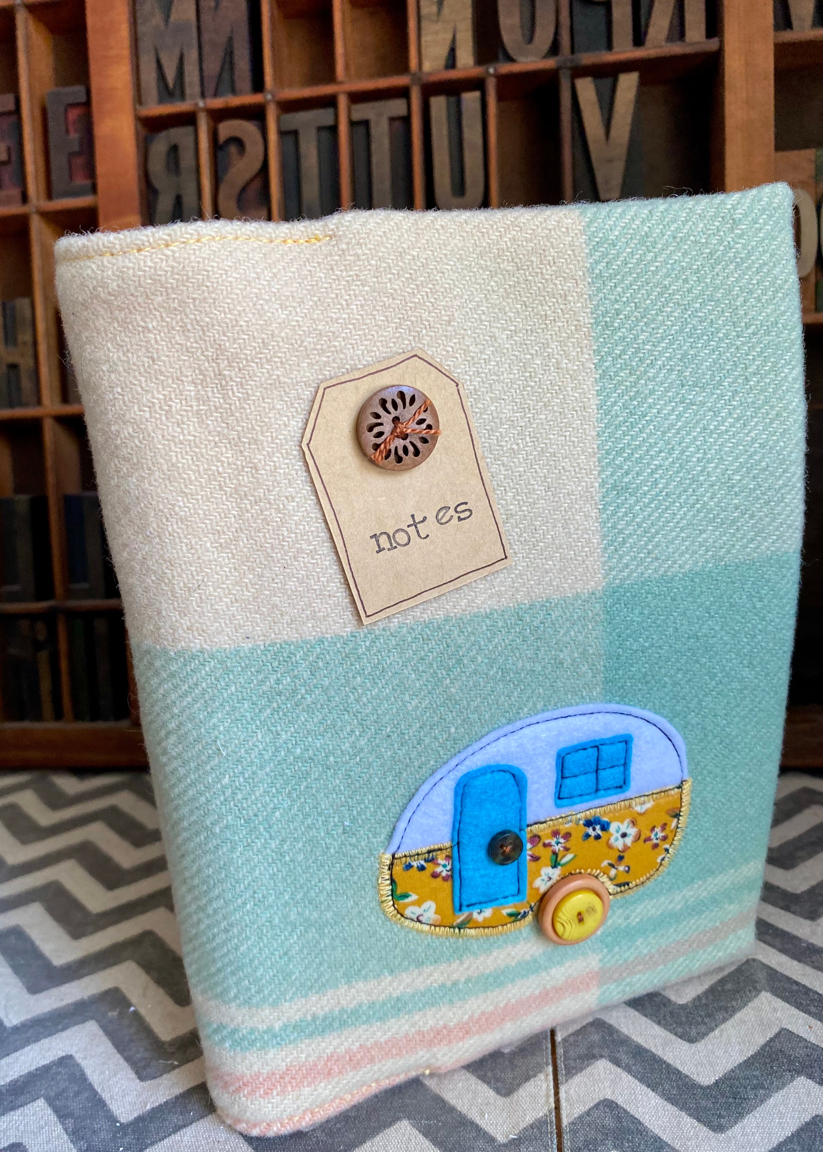 A5 Upcycled Notebook Vintage Caravan - Multi