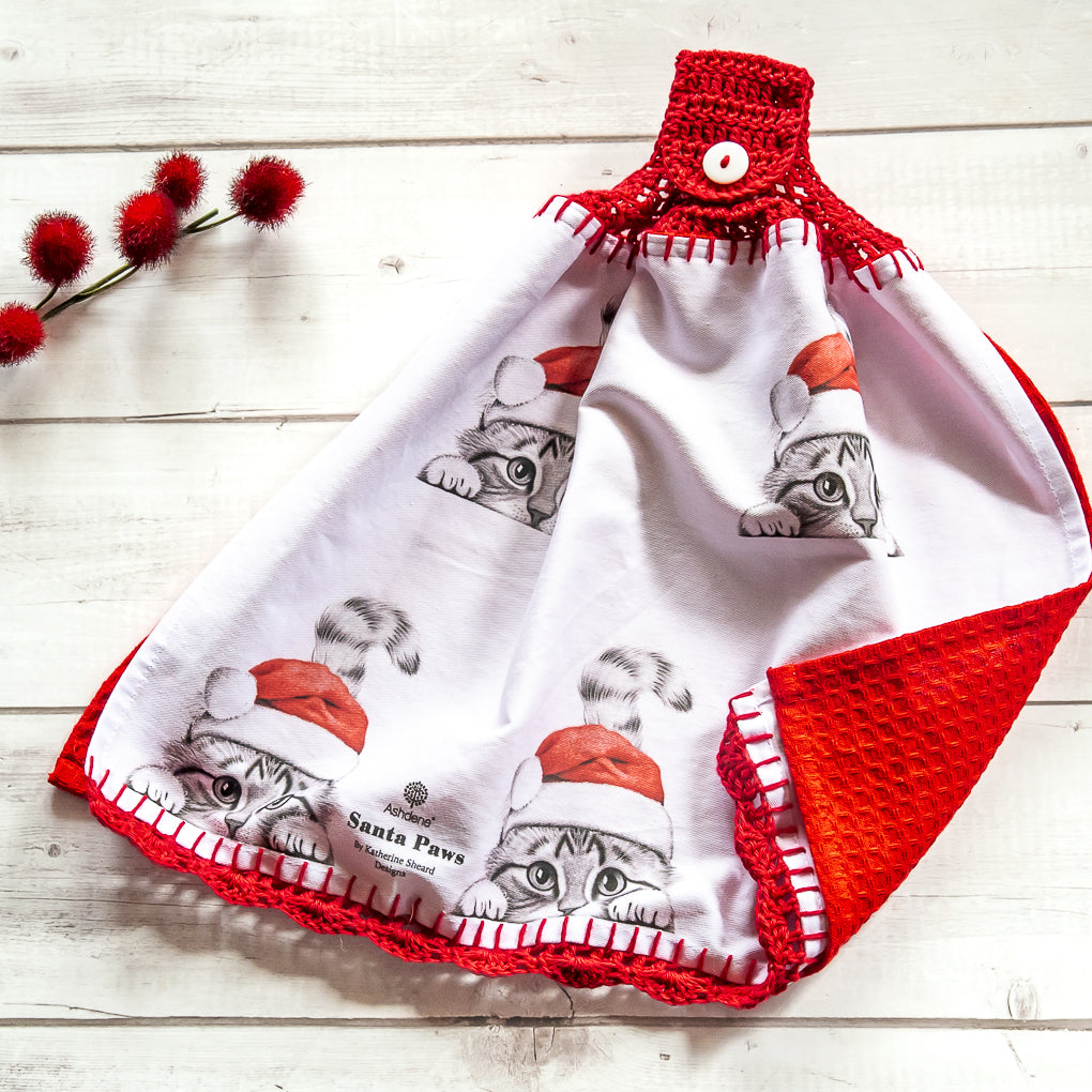Pet Loving Christmas Themed Hanging Tea Towels - Hand Towels - Double Sided