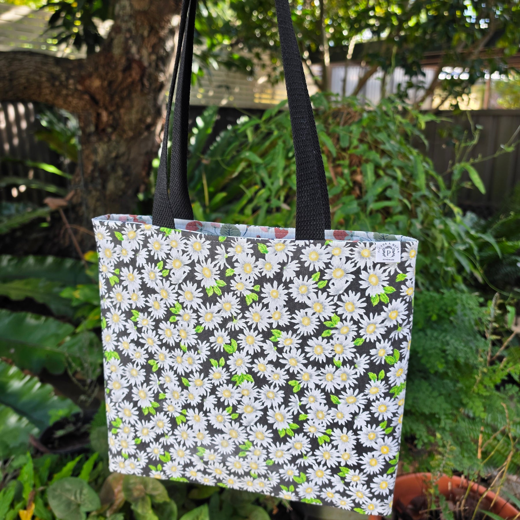 Small Daisies Tote Bag | Upcycled Thrifted Cushion Cover