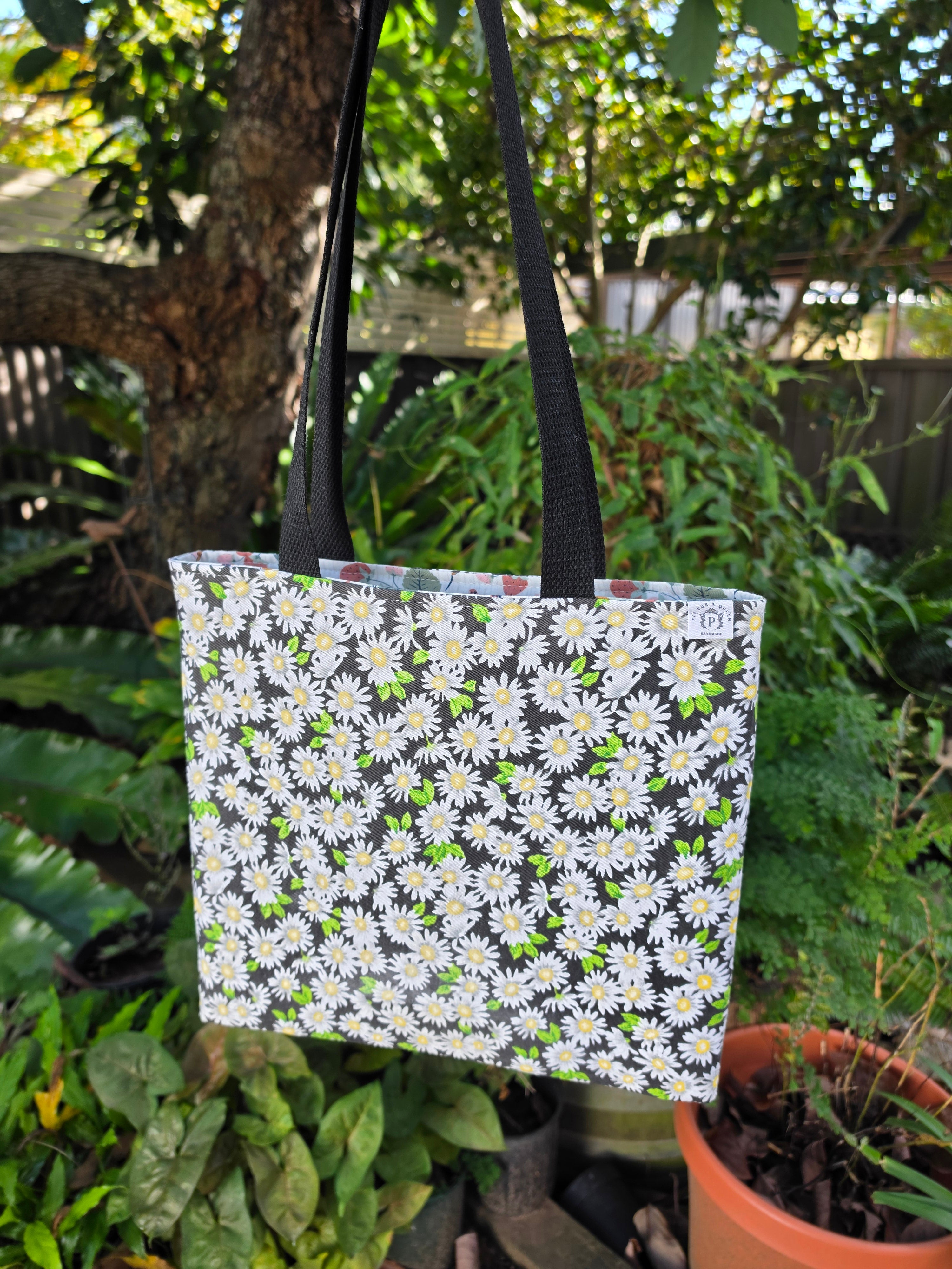 Small Daisies Tote Bag | Upcycled Thrifted Cushion Cover