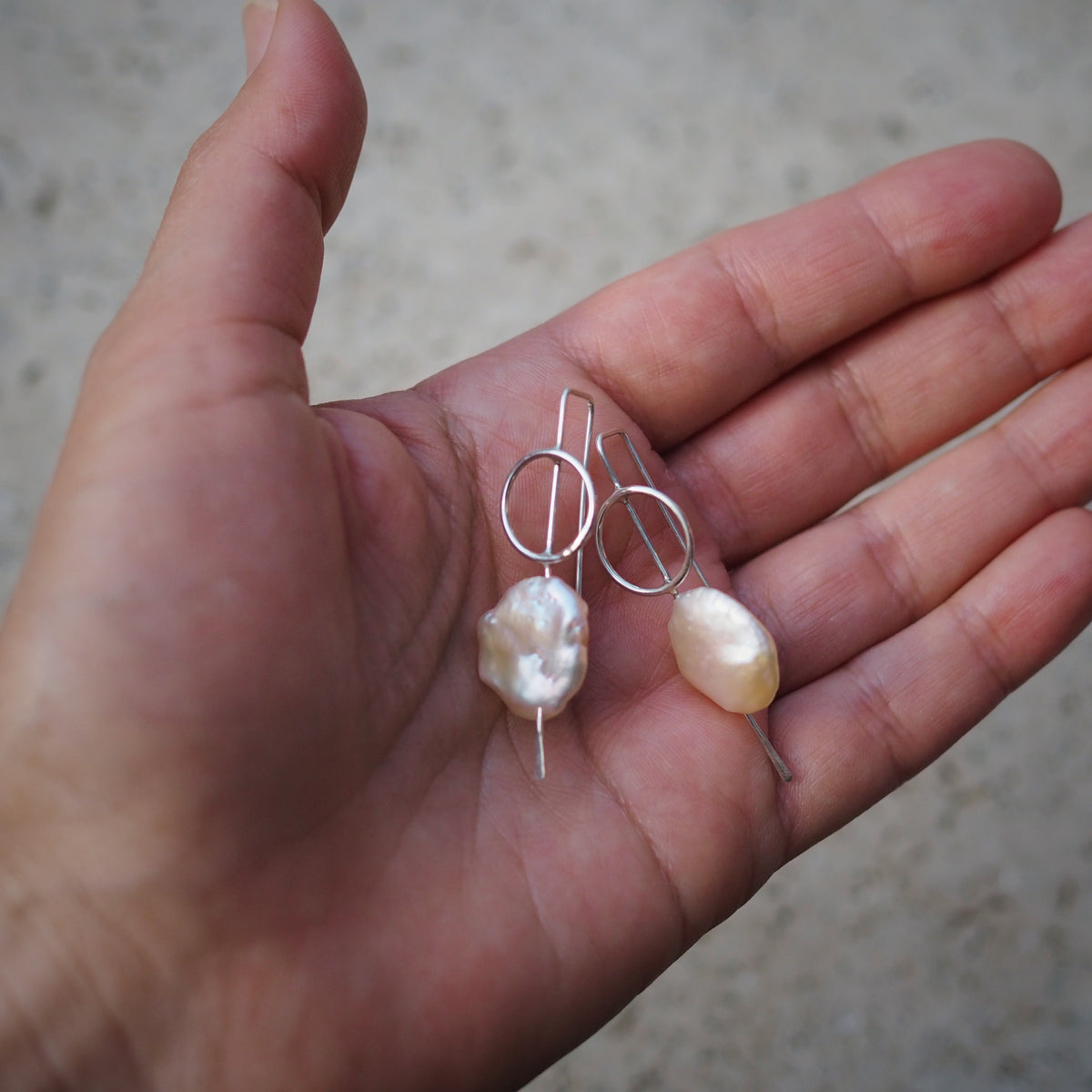 Pearl Orbit Earrings | Sterling Silver