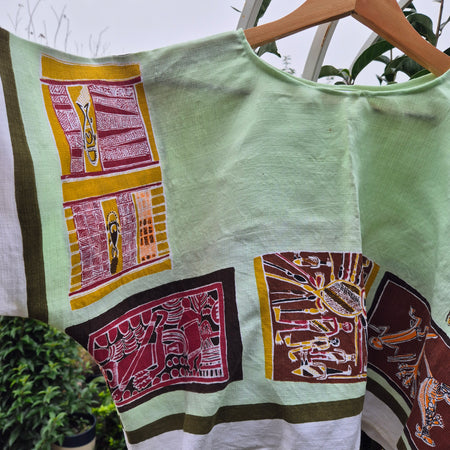 Upcycled Vintage Tablecloth top. Indigenous Art