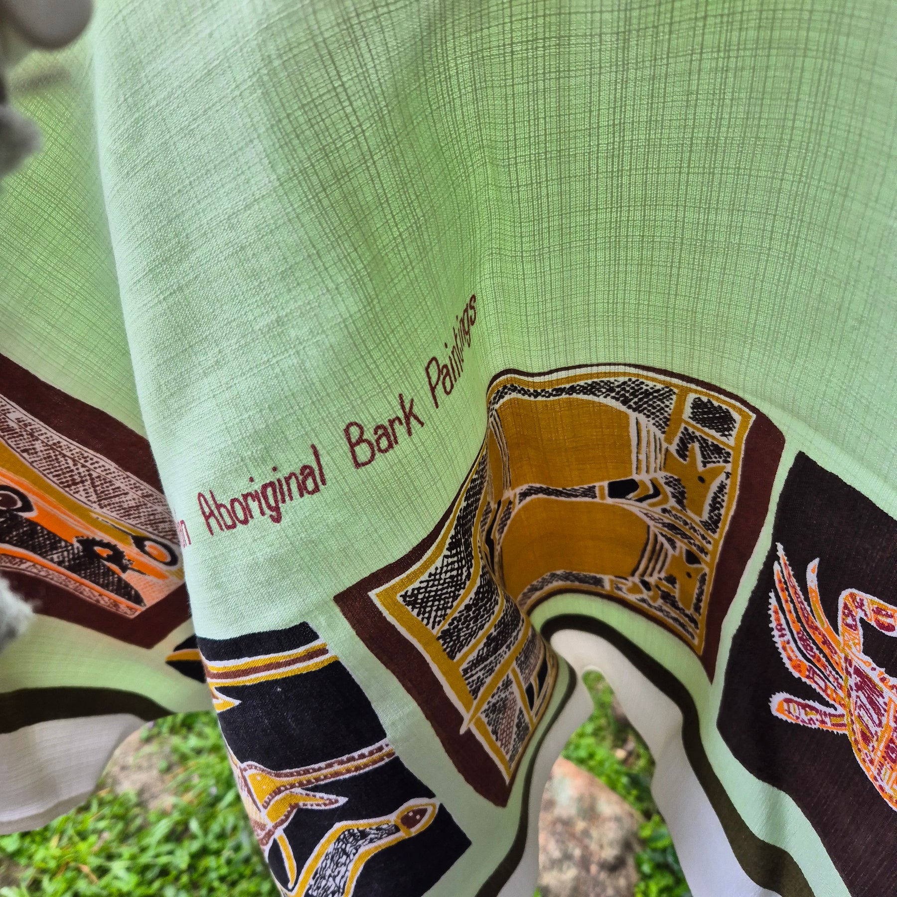 Upcycled Vintage Tablecloth top. Indigenous Art