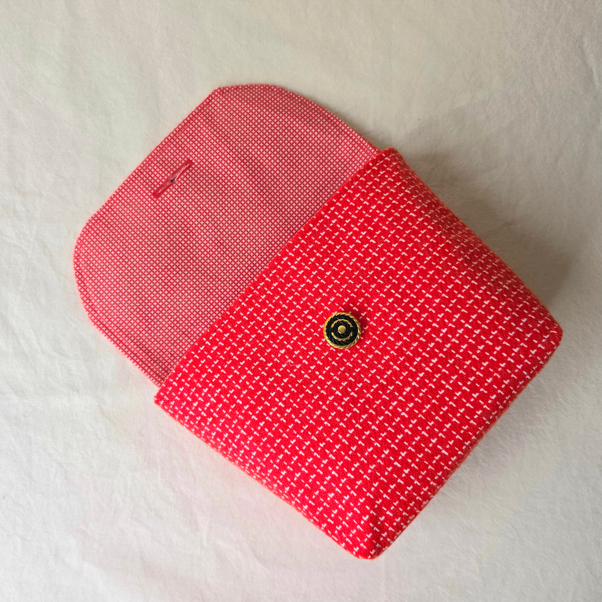 Red Tweed Vintage-Style Clutch | Upcycled Pre-Loved Fabric