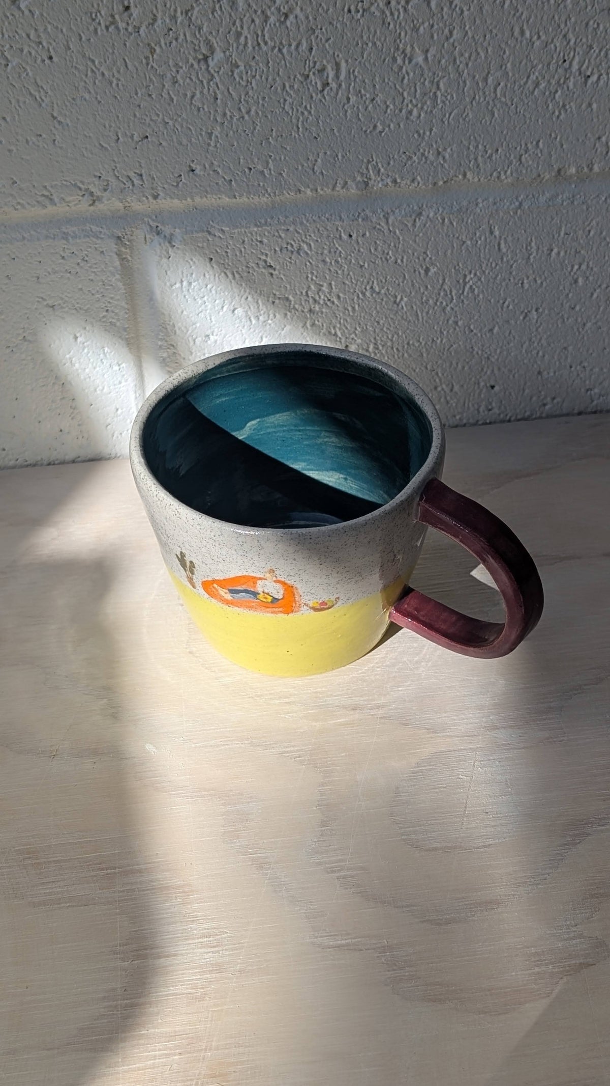 Ceramic handpainted "Crocheting Lady" Mug