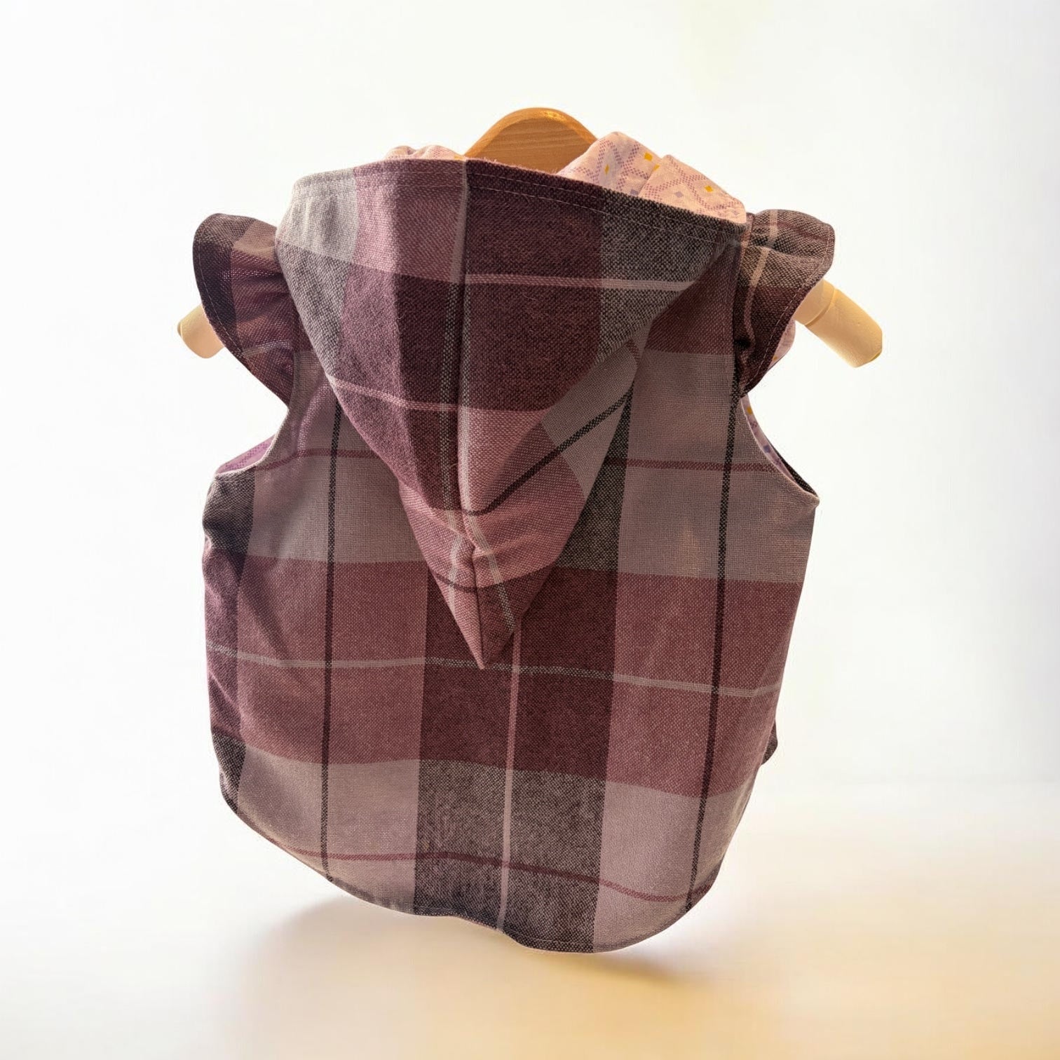 Purple Check Upcycled Pure Wool Vest 12-18 mths