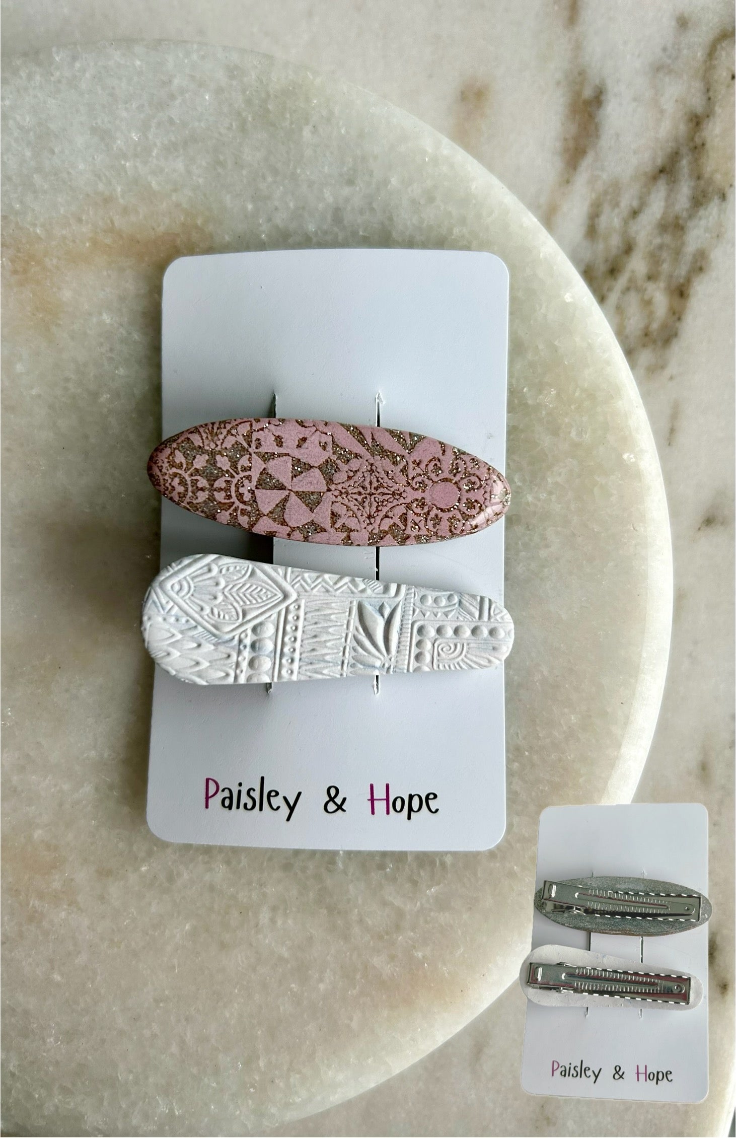 Polymer Clay Hair Clip - pack of 2 - Choose colour/design