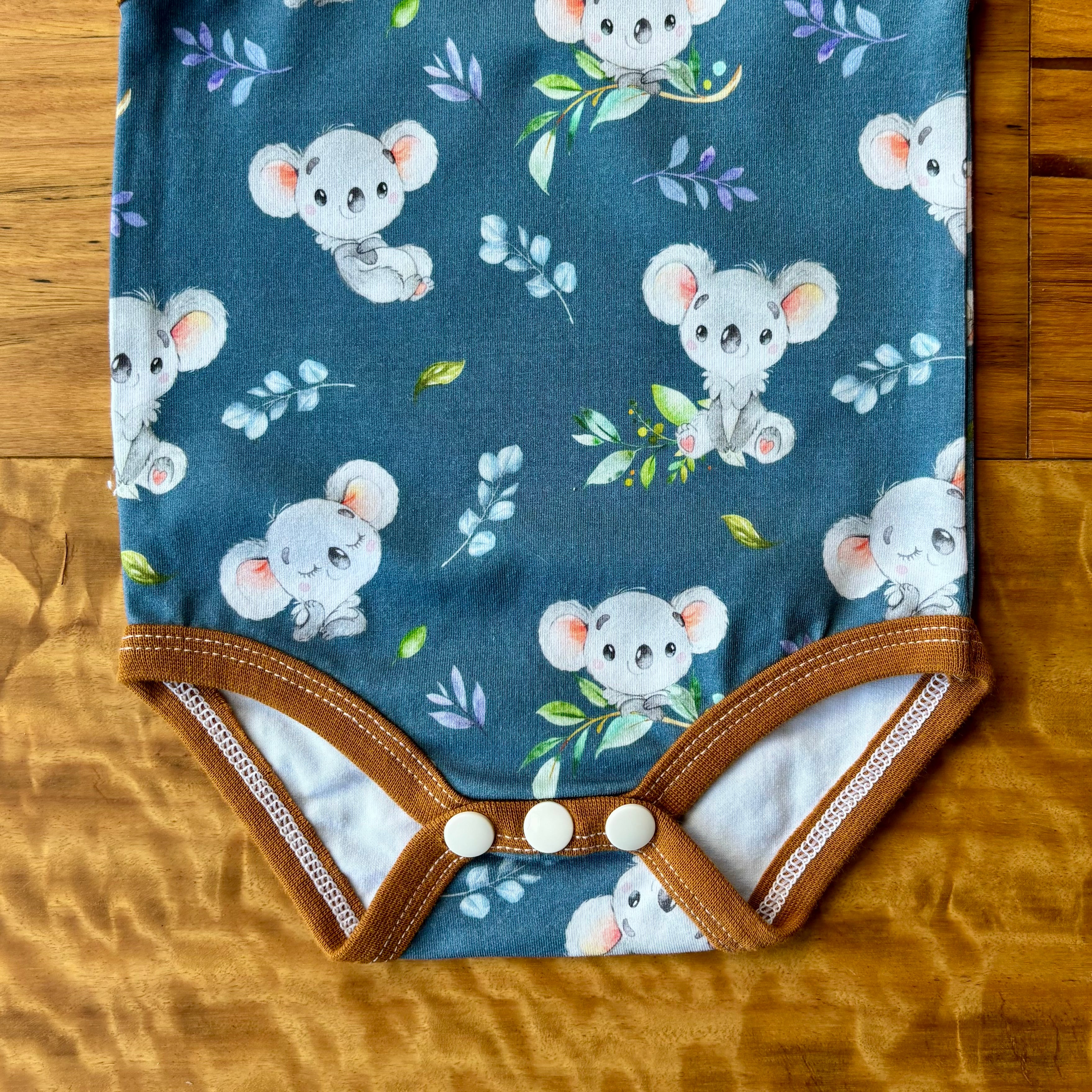 Baby Tank Bodysuit | Happy Koalas | Size premmie to 2 | Made to order
