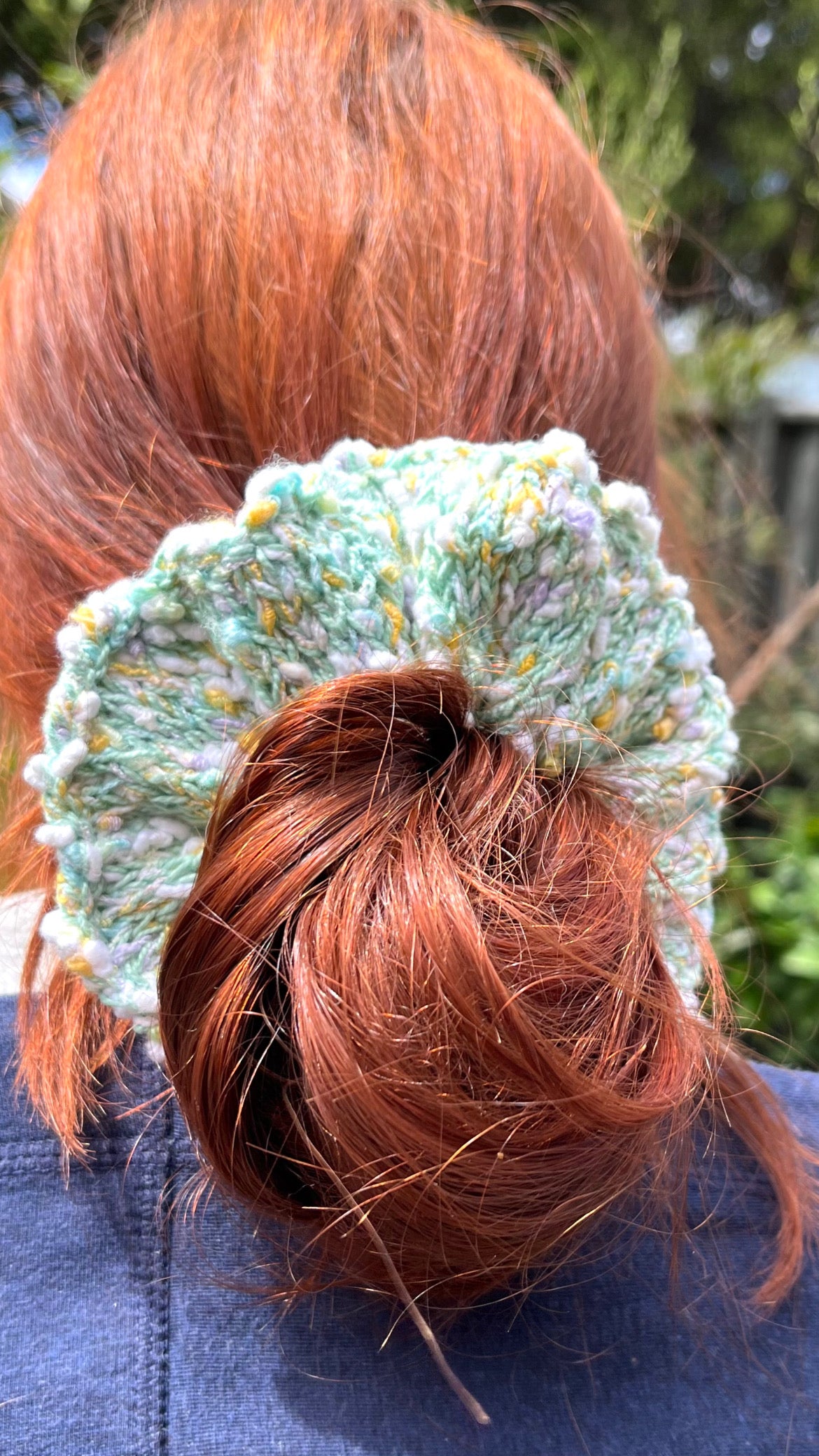 Artisan Statement Knitted Scrunchie | Gift Ready | Mint Green Speckled | Handmade | One of a Kind