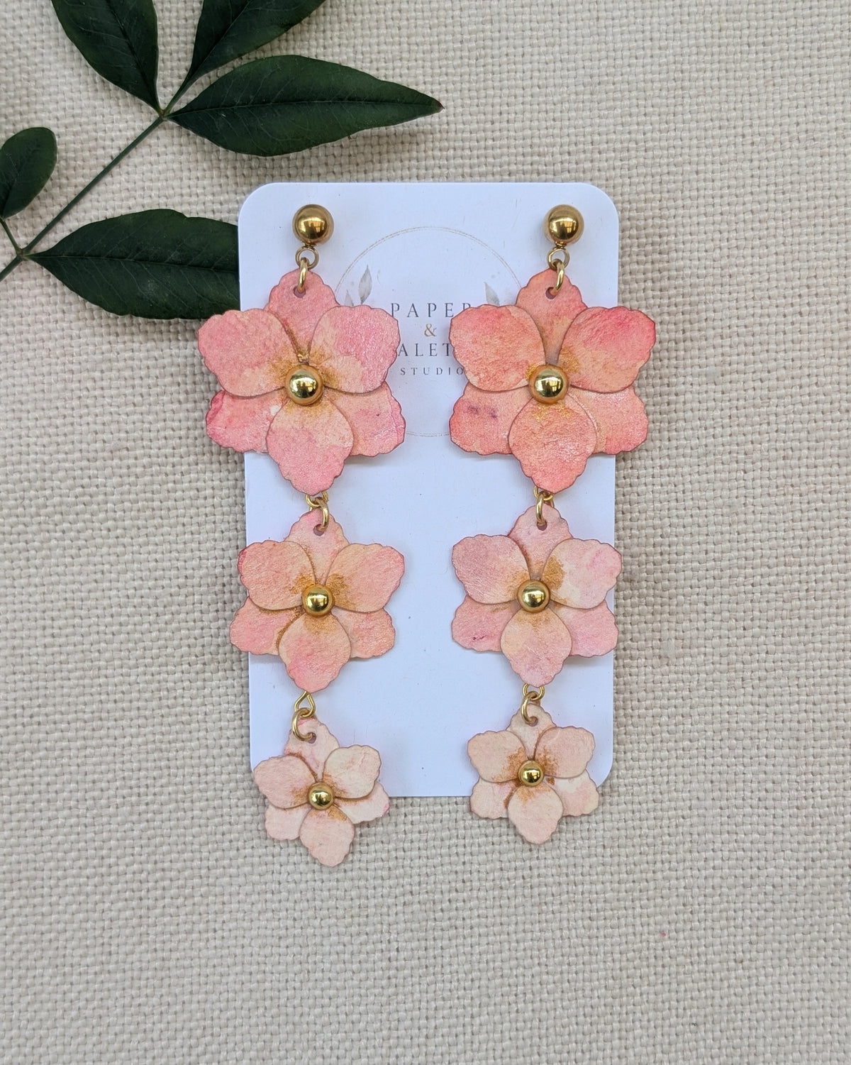 Gladiolus Triple Drop Floral Statement Earrings | Lightweight Paper Jewellery
