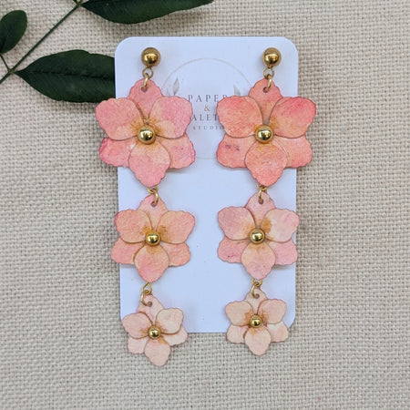 Gladiolus Triple Drop Floral Statement Earrings | Lightweight Paper Jewellery
