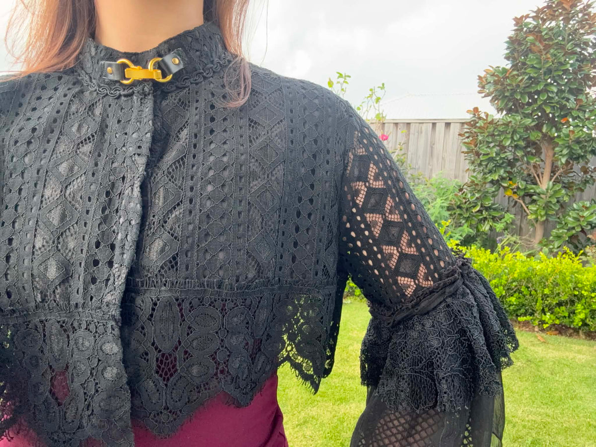 Upcycled Black Lace Bolero Layered Sleeves