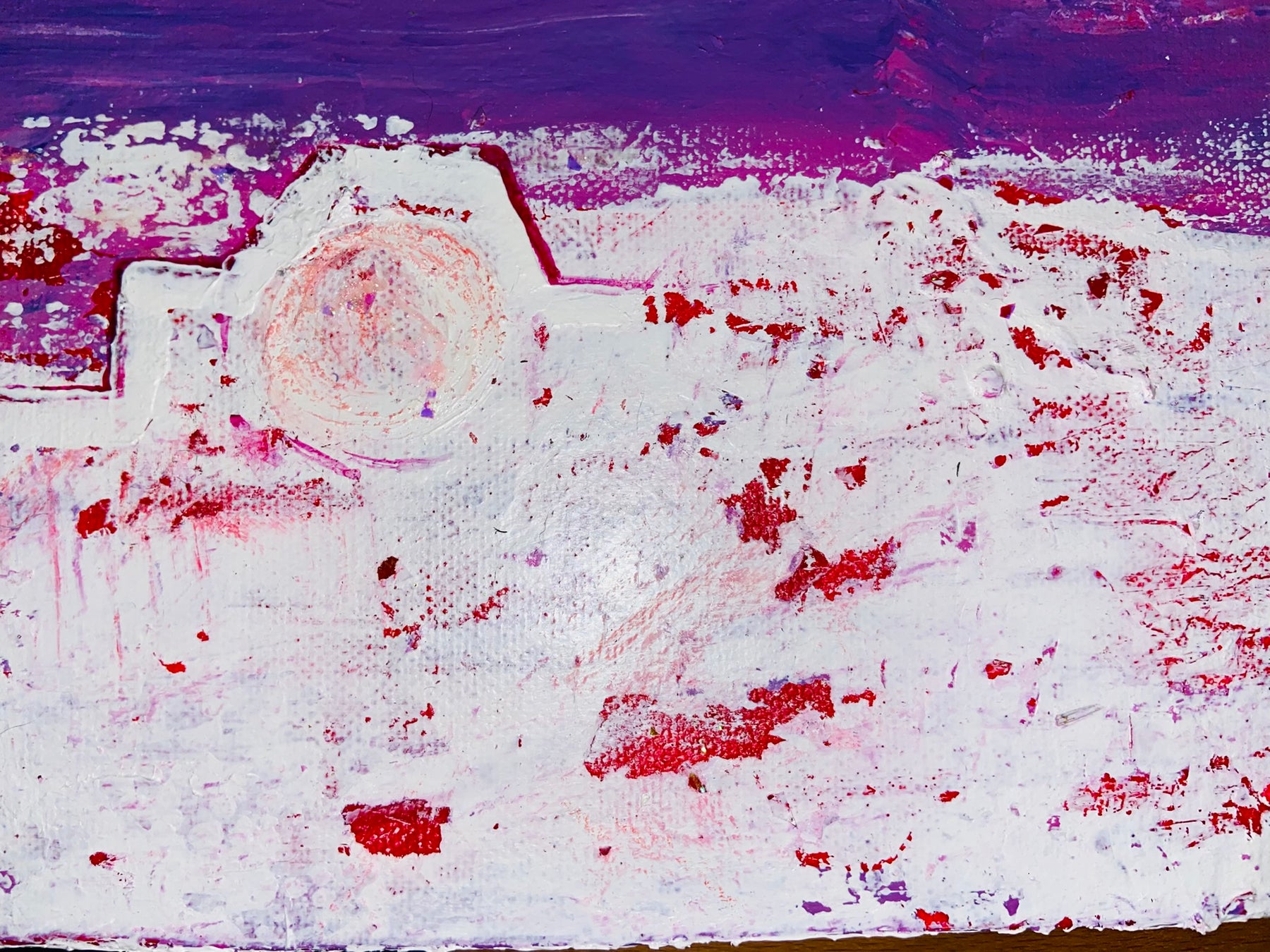 Inverted with Camera Abstract Acrylic Canvas Painting by Australian Artist Margo Humphries (30.5x30.5cm)