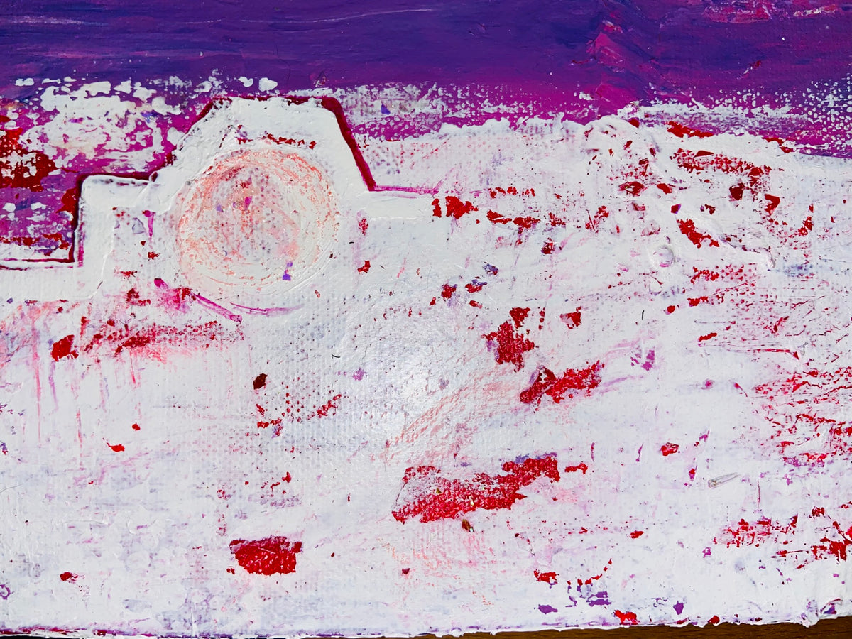 Inverted with Camera Abstract Acrylic Canvas Painting by Australian Artist Margo Humphries (30.5x30.5cm)