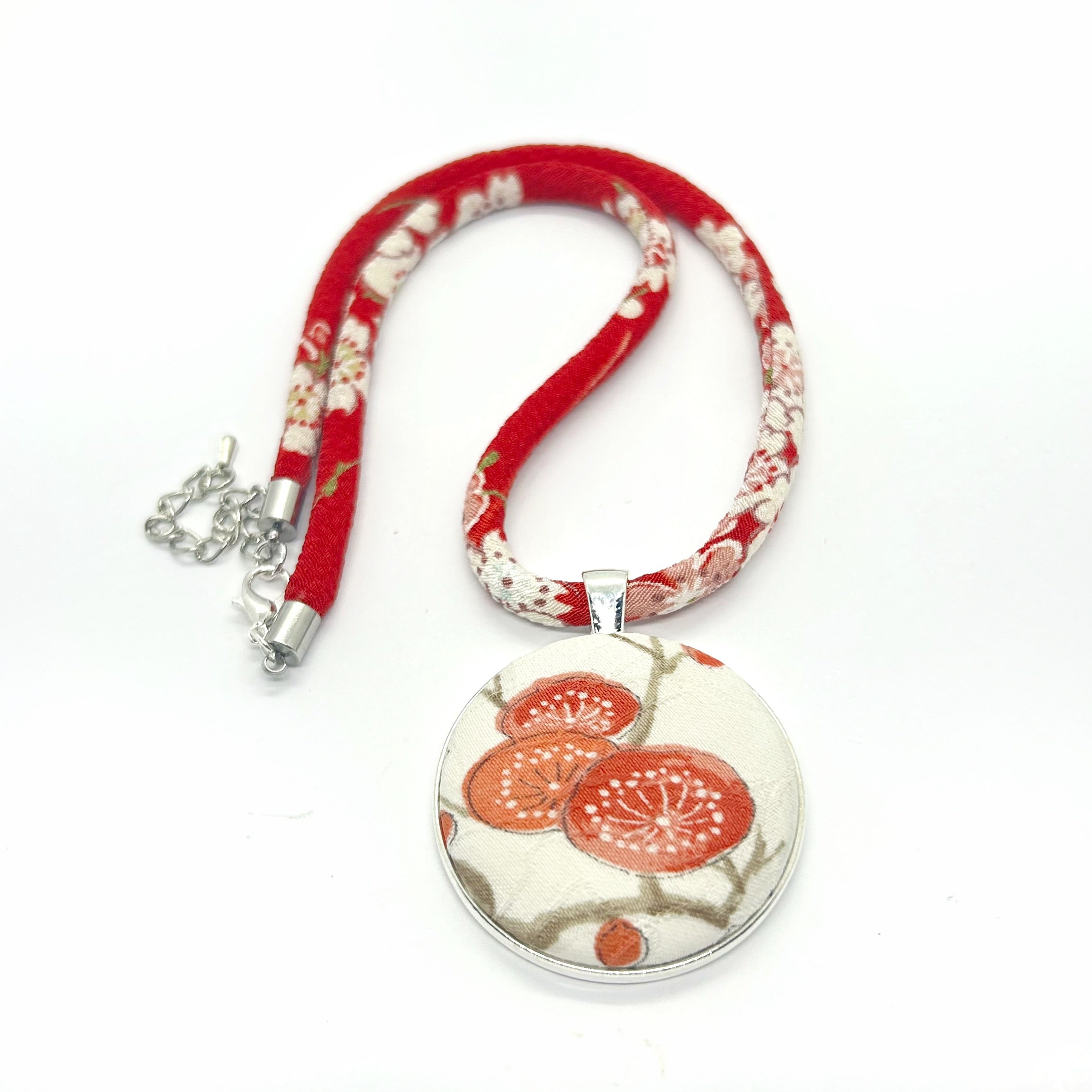Kimono Pendant Necklace - Ume Red