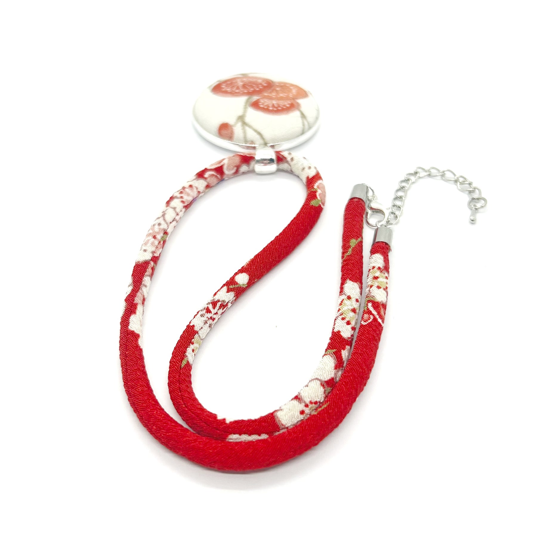 Kimono Pendant Necklace - Ume Red