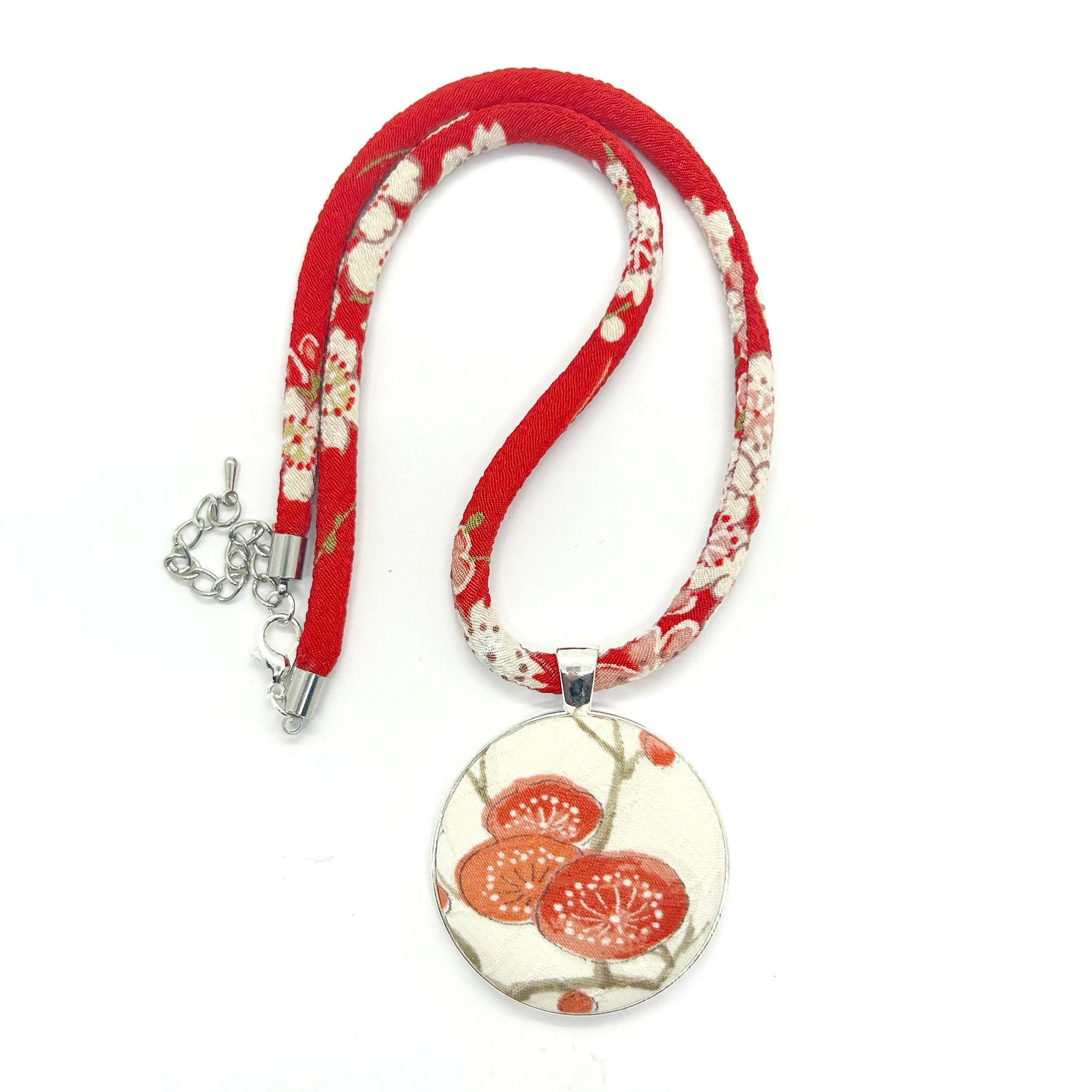Kimono Pendant Necklace - Ume Red