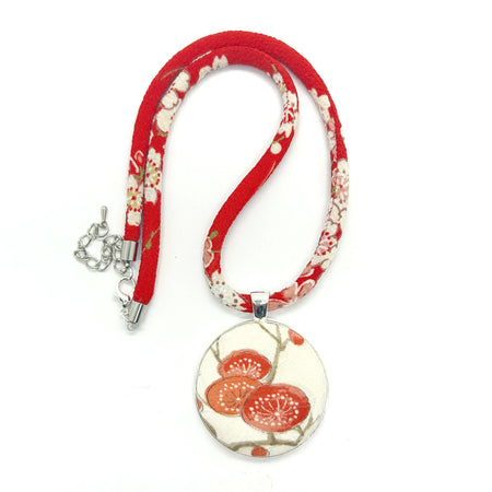Kimono Pendant Necklace - Ume Red