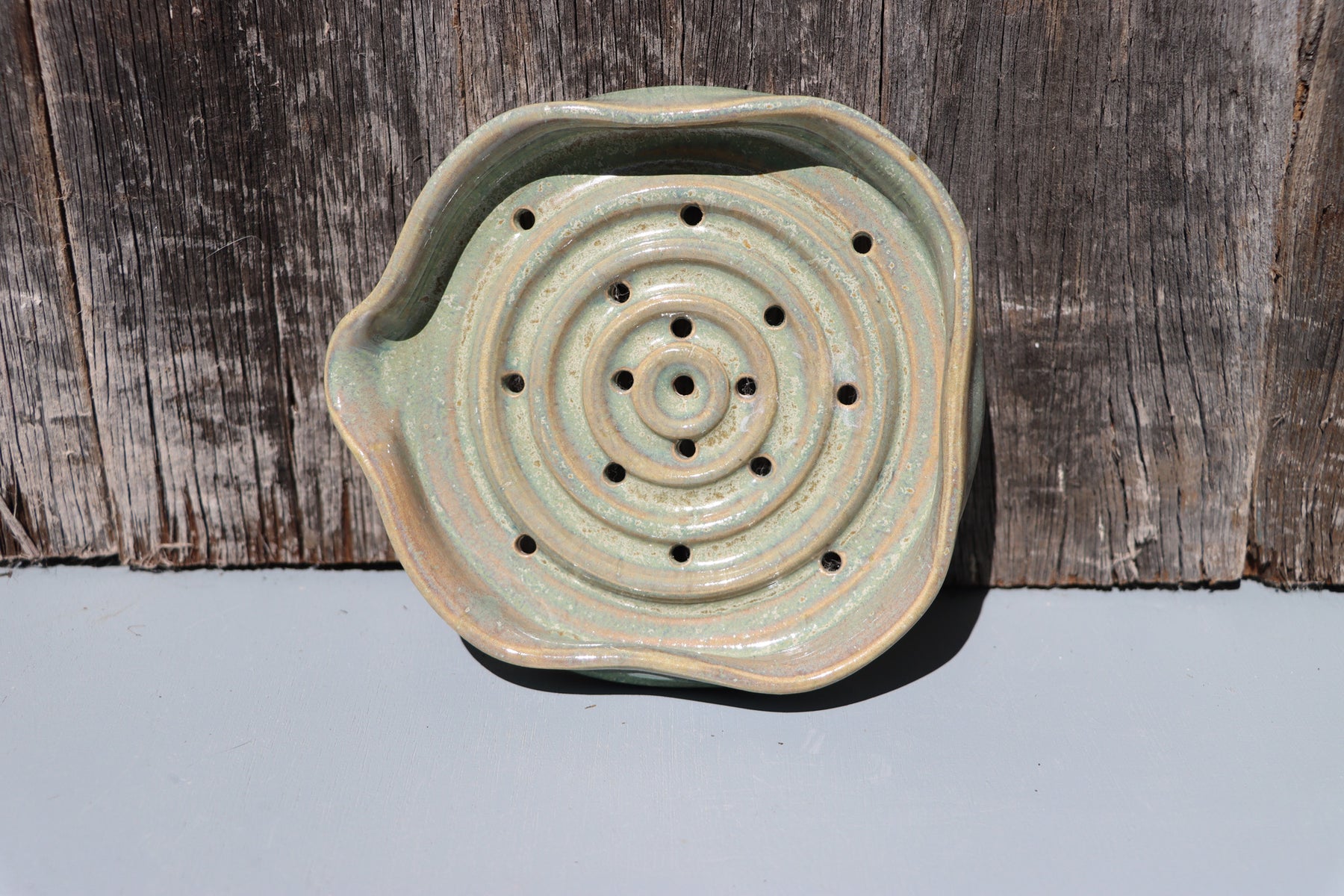 Soap dishes in misty green and blue - hand thrown