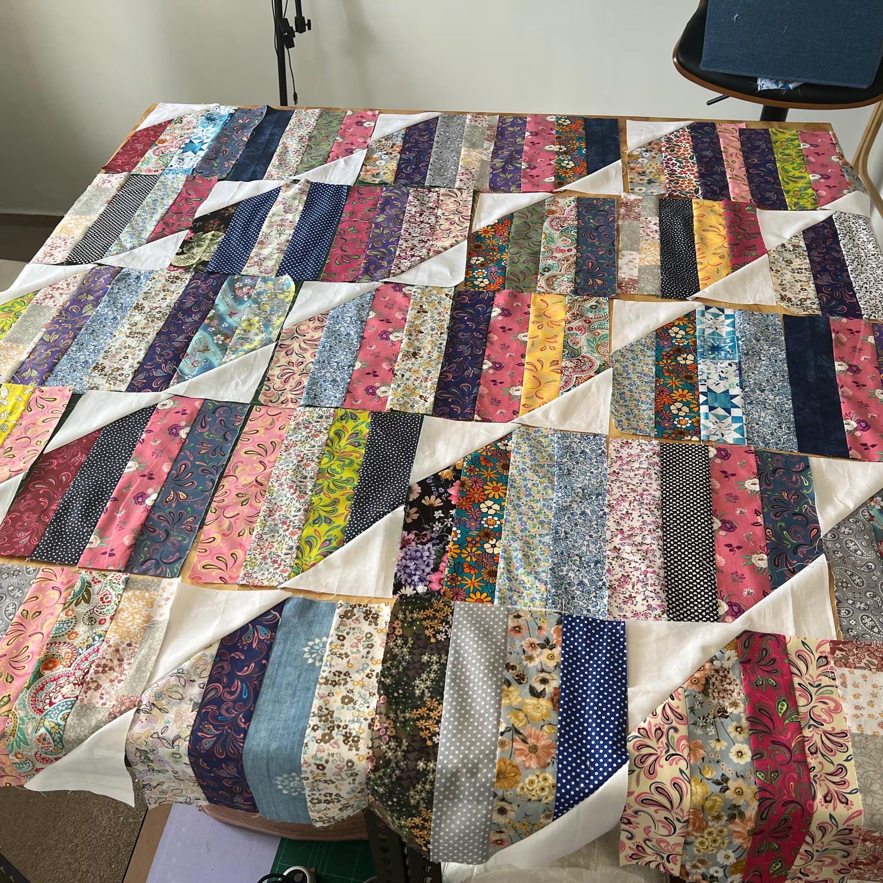Handmade Striped Cotton Quilt: Reversible Boho Throw (50x50)