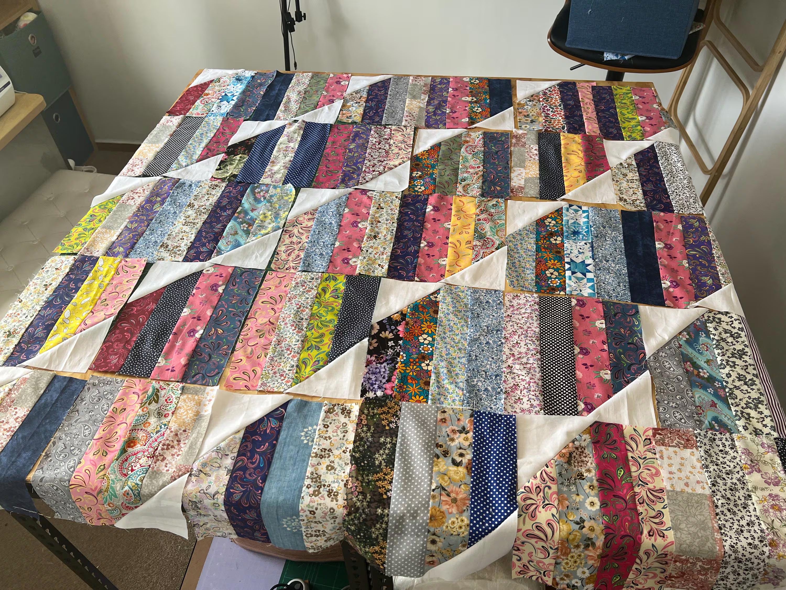 Handmade Striped Cotton Quilt: Reversible Boho Throw (50x50)