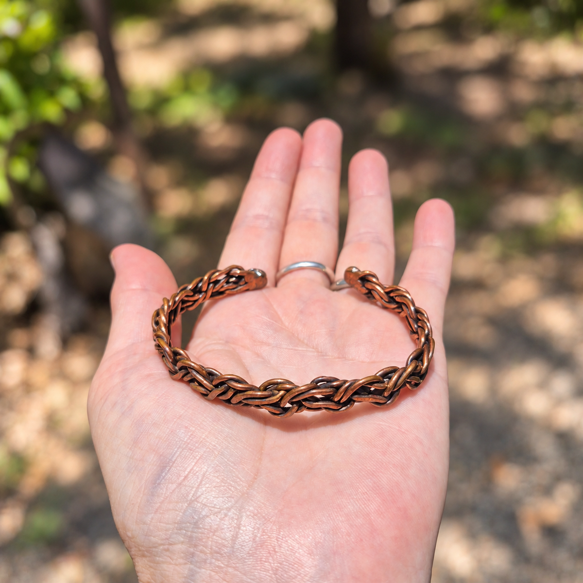 Handmade Fine Braided Copper Cuff Bracelet B012