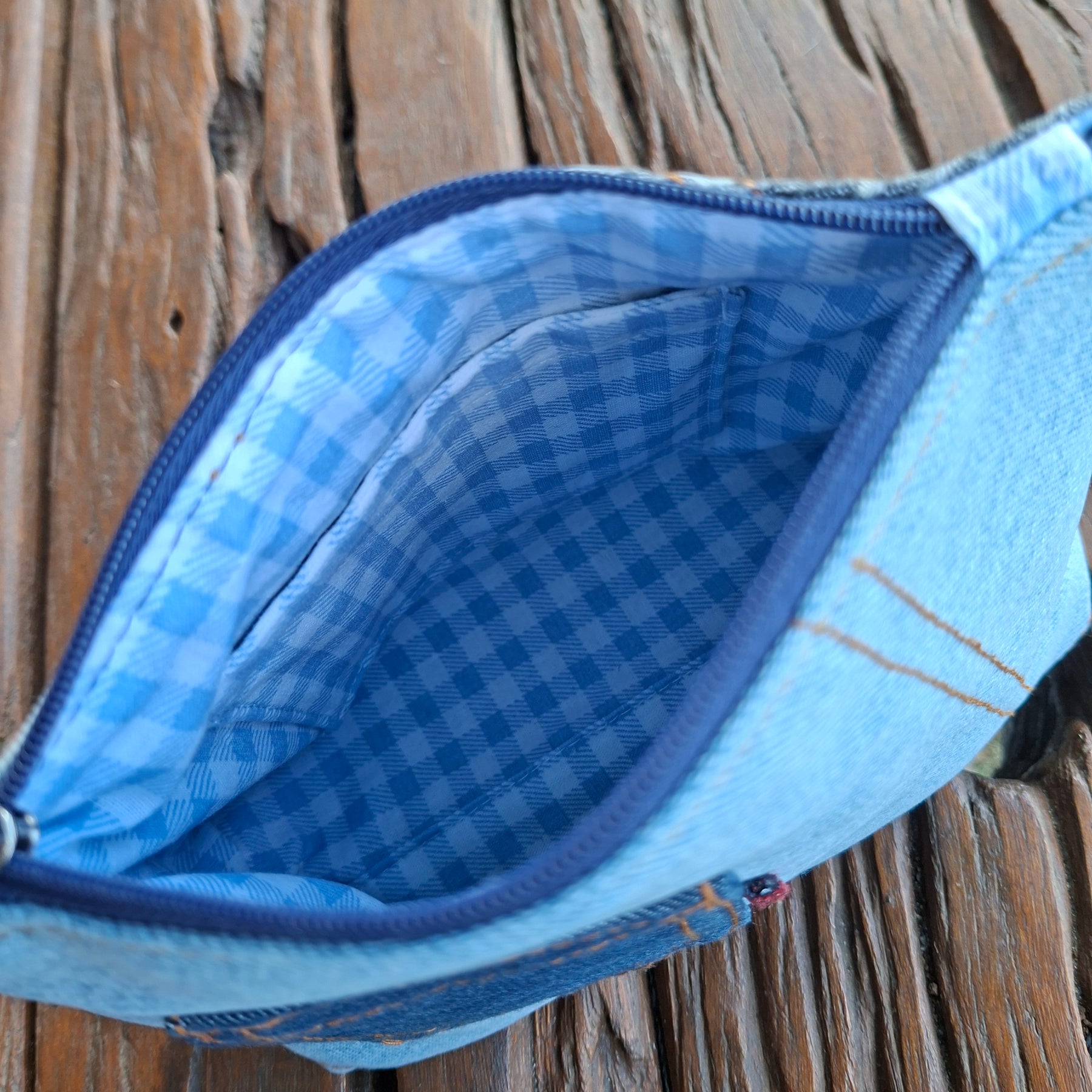 Faded Waistband Denim Make Up or Travel Pouch