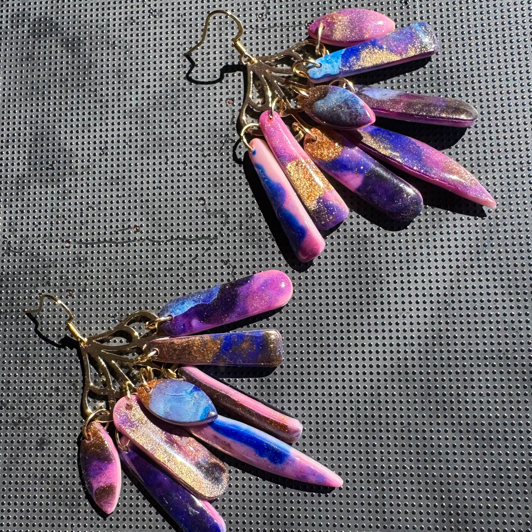 Peacock polymer clay earrings