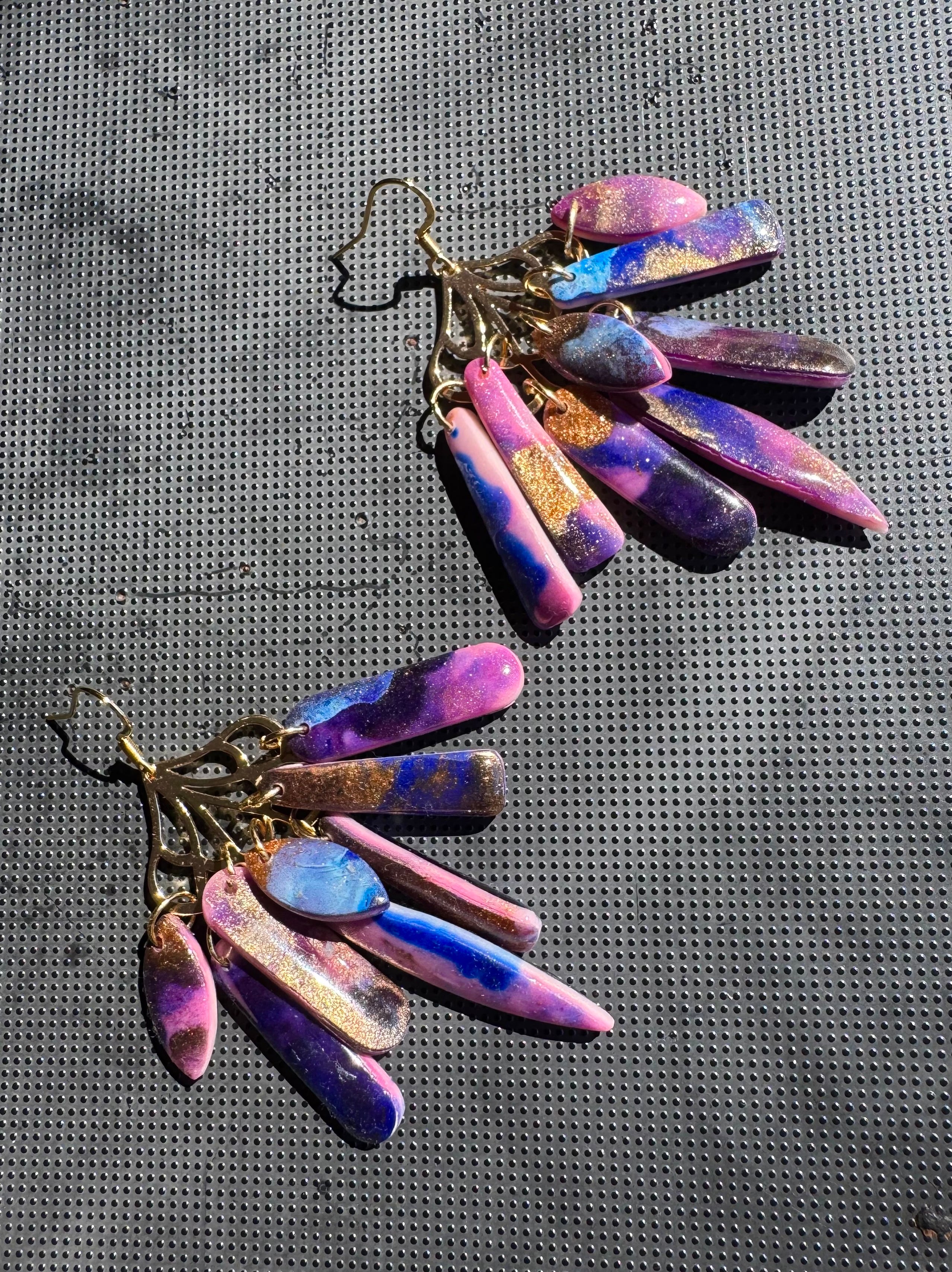 Peacock polymer clay earrings