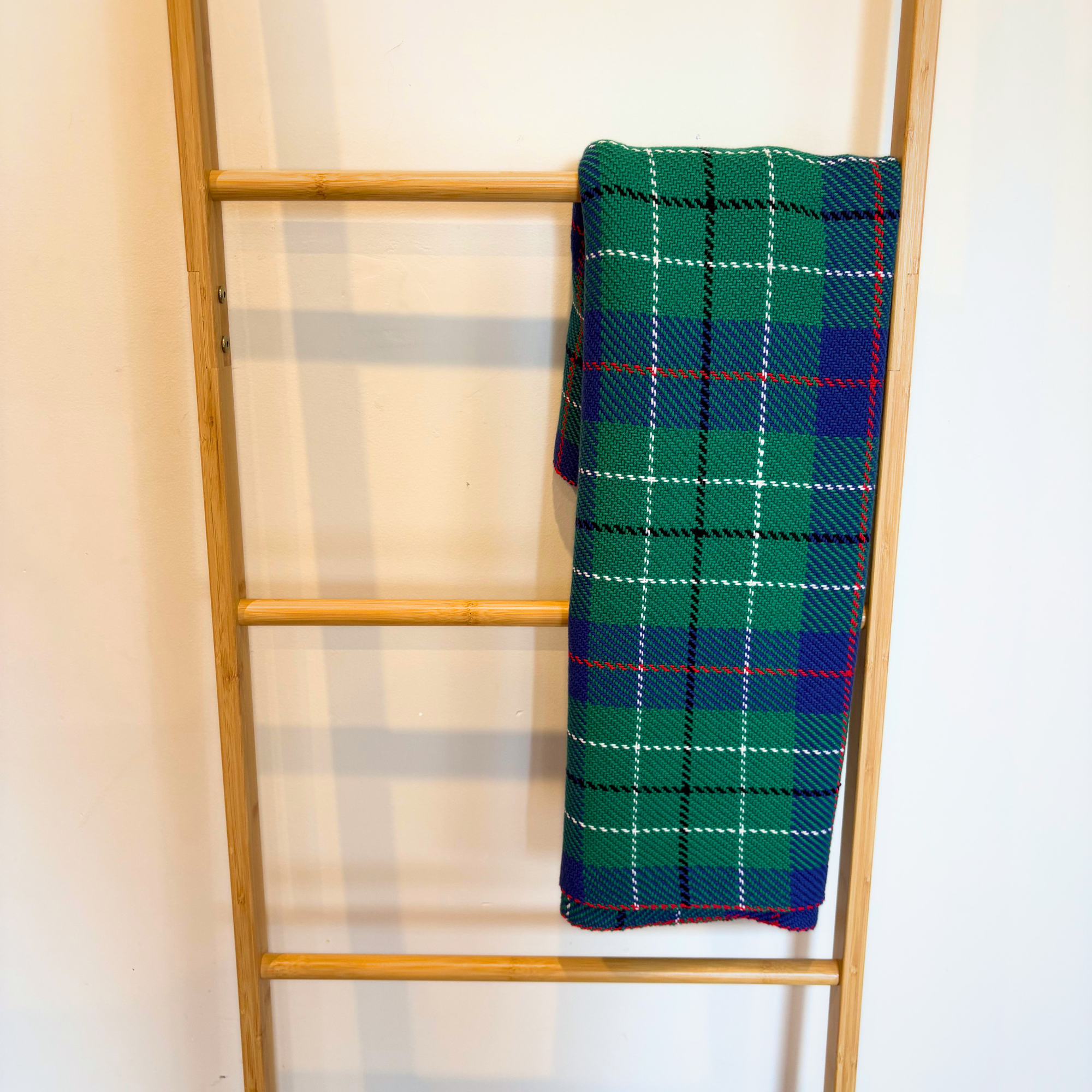 Baby Blanket - Handwoven - Easy care cotton - Green/blue tartan