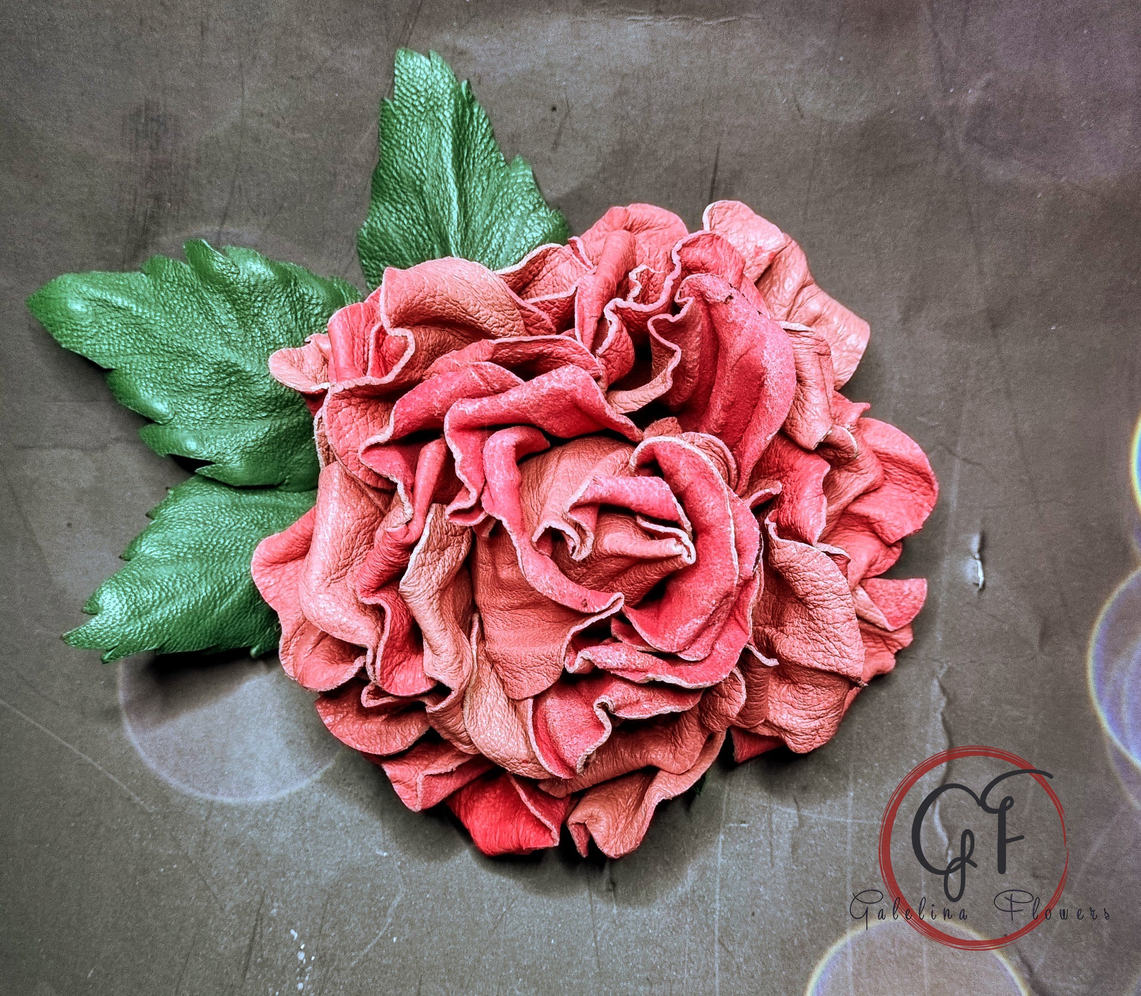 LEATHER dark pink ROSE " Blush Garden", corsage flower, pin brooch flower,  hair hat clip .