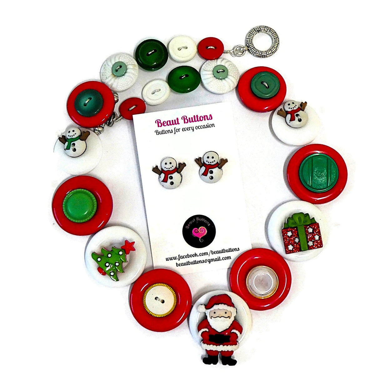 Santa Claus Necklace with Christmas earrings