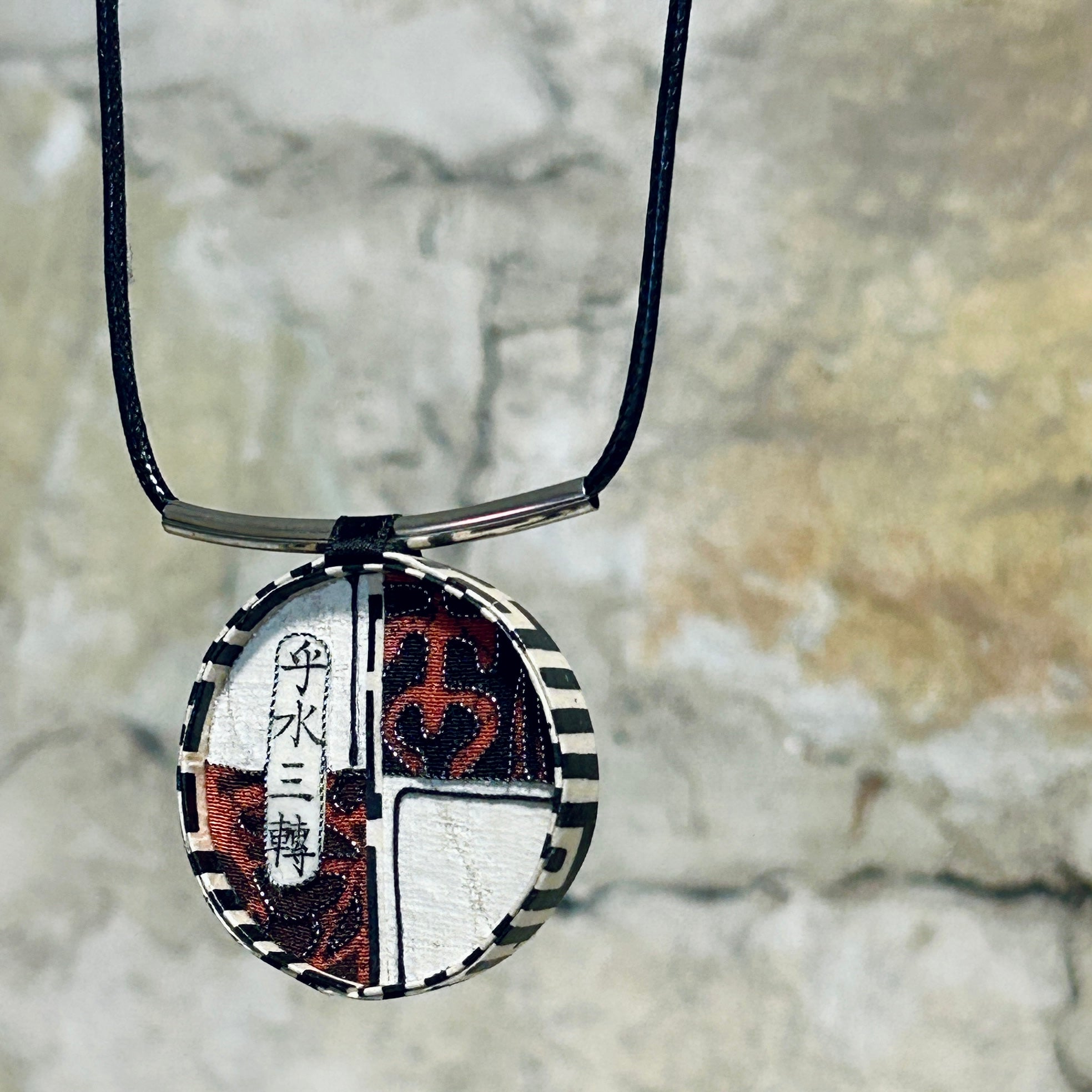 Pendant Necklace - Double Sided Design Japanese Inspired - APE-49