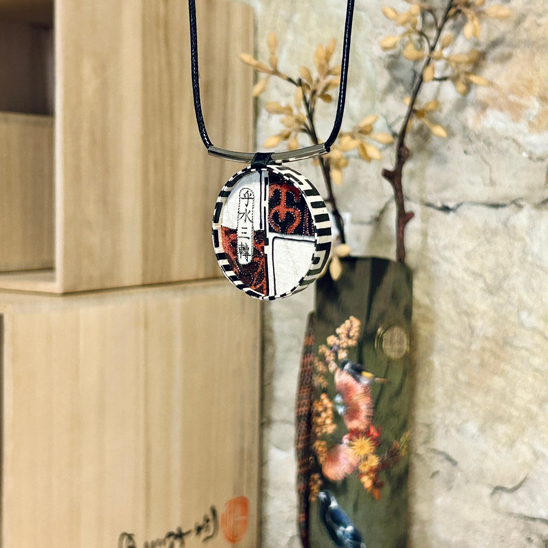 Pendant Necklace - Double Sided Design Japanese Inspired - APE-49
