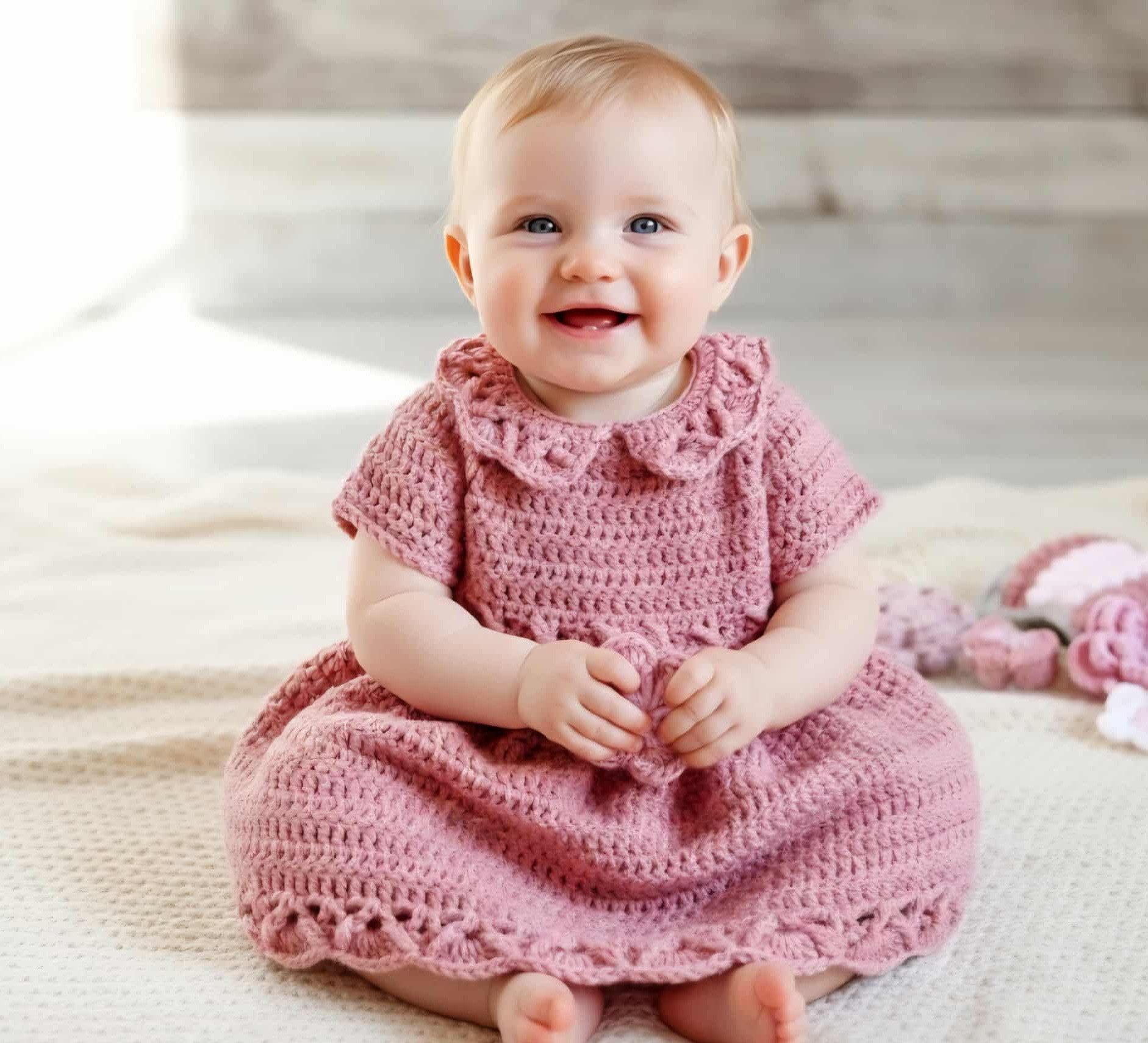 Baby Dress | Newborn | Dusty Rose | Hand Crocheted