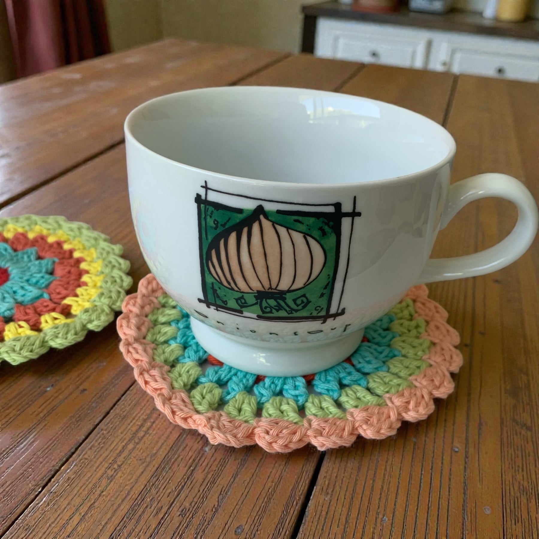 Mandala Crochet Coasters – Bright Boho Table Decor – Handmade Cotton Drink Coaster Set – Colourful Home Gift Idea - set of 4 or 6