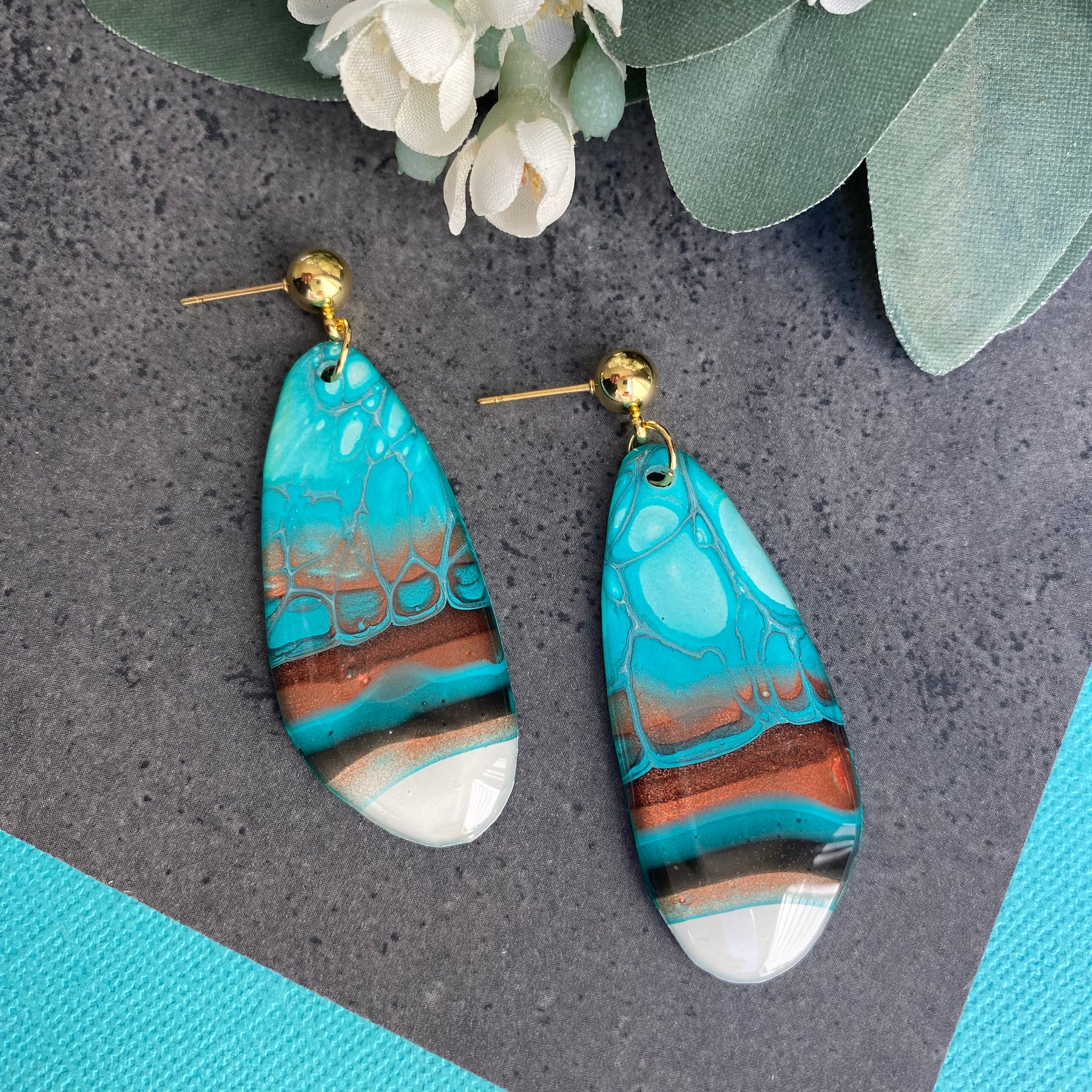Original Art Turquoise Stud Earrings