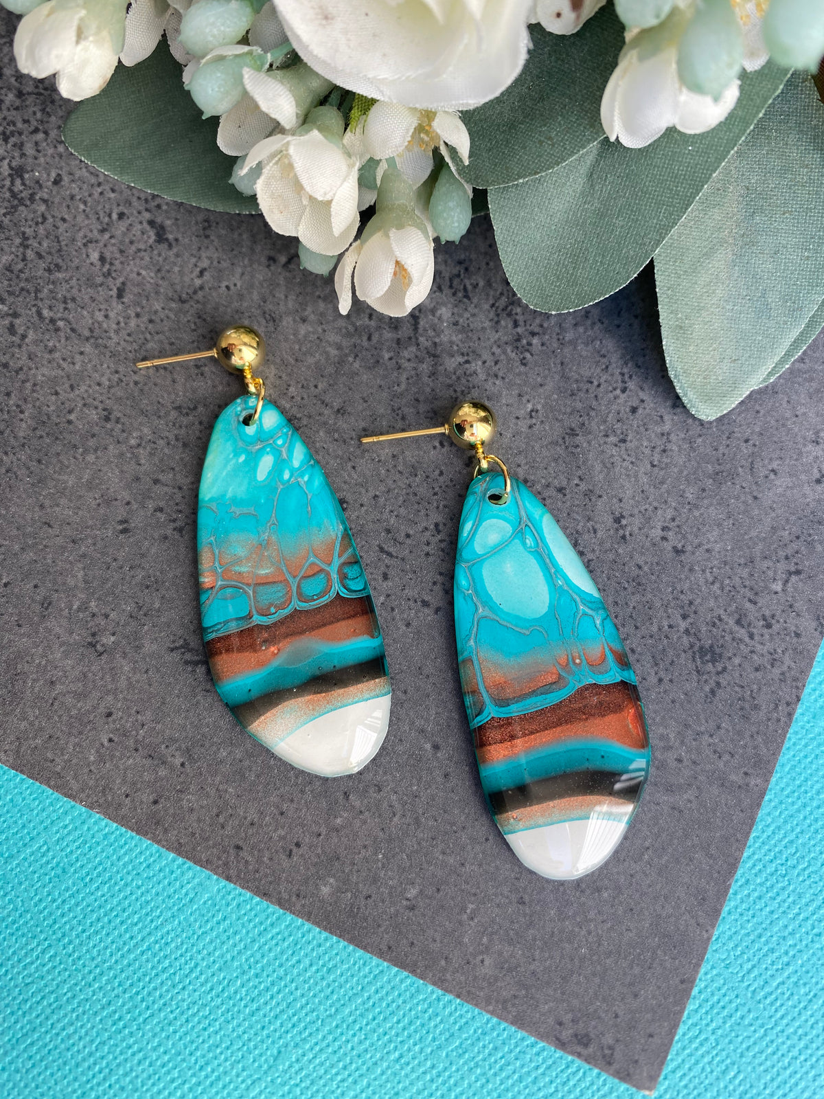 Original Art Turquoise Stud Earrings