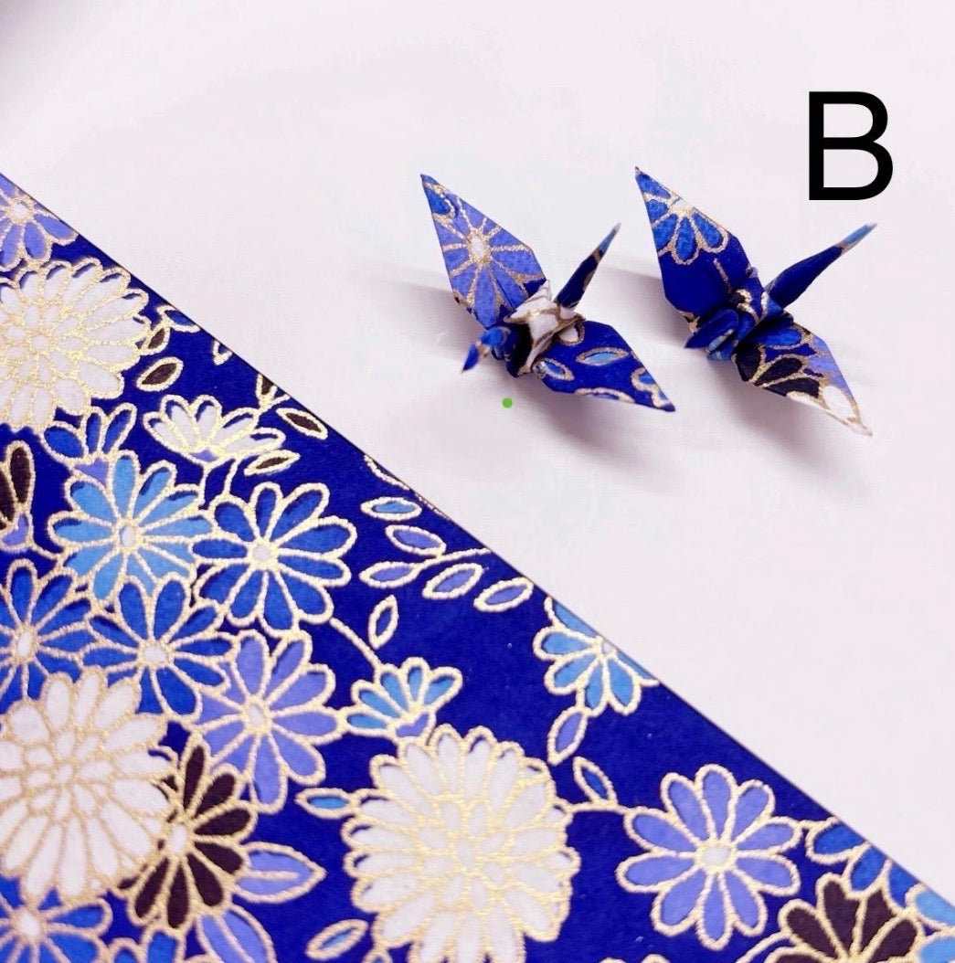Japan hand printed paper limited special - paper origami crane earrings / ear clip on / dangle stud